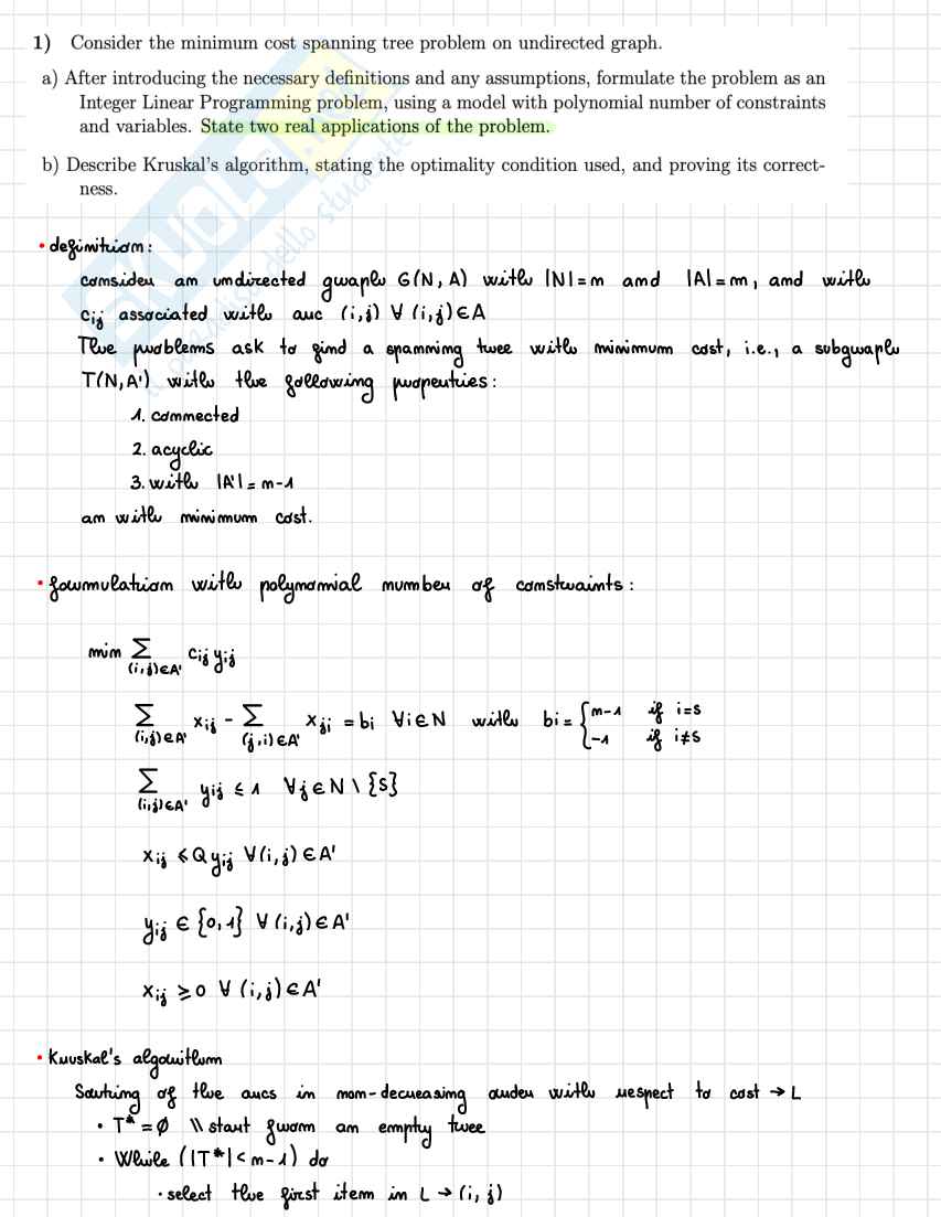 Domande primo parziale optimization and data scienceo Pag. 1