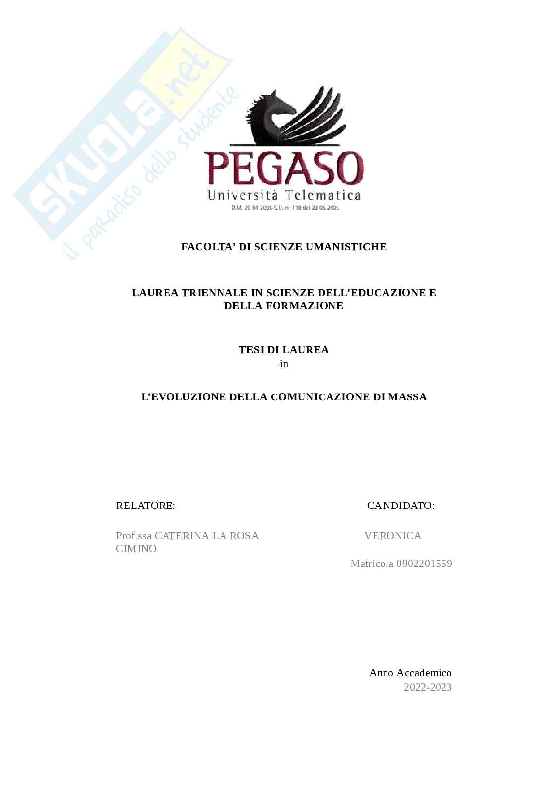 Teorie e tecniche dell’informazione e della comunicazione Pag. 1