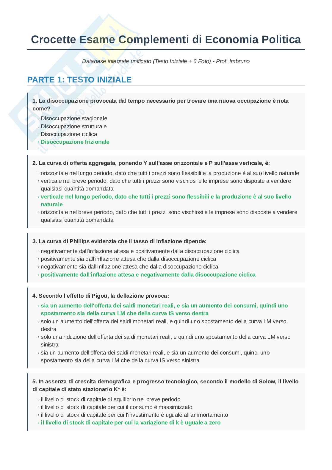 Domande esame di Economia politica Pag. 1