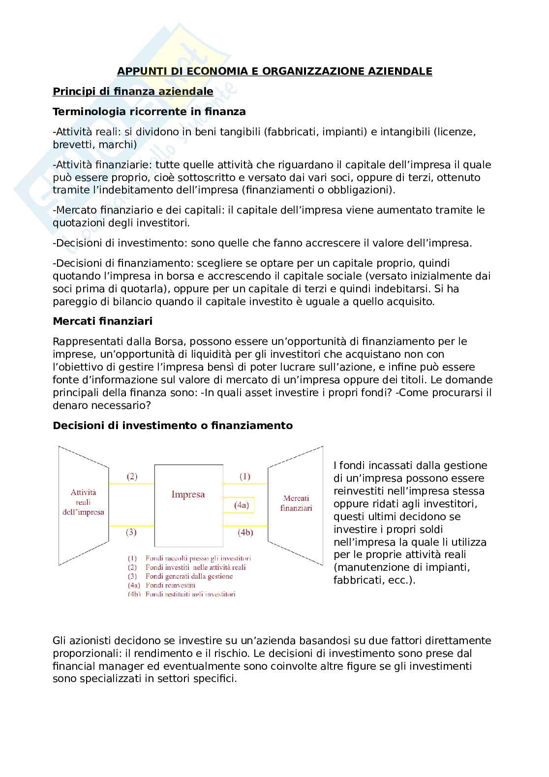 Appunti teoria esame Economia e organizzazione aziendale Pag. 1