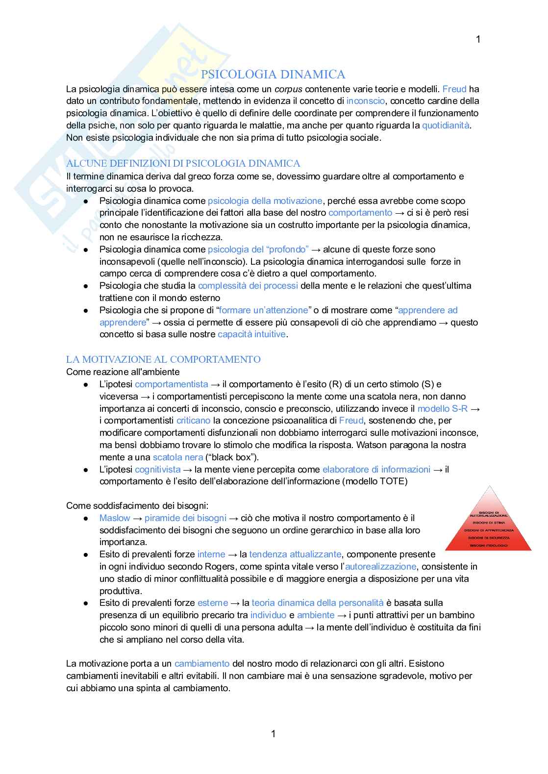 Psicologia dinamica Pag. 1