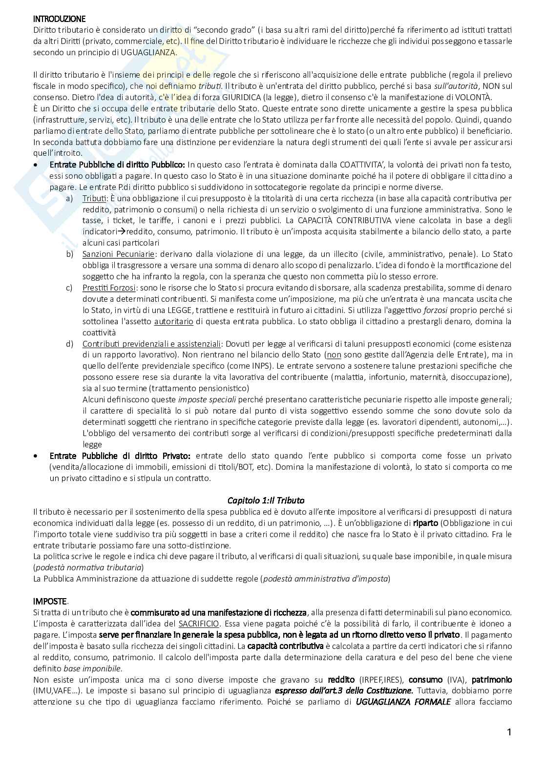 Riassunto esame Diritto tributario, Prof. Scandiuzzi Daniela, libro consigliato Diritto tributario. Per l’università e per la preparazione alle professioni economico-giuridiche, Beghin, Mauro Pag. 1