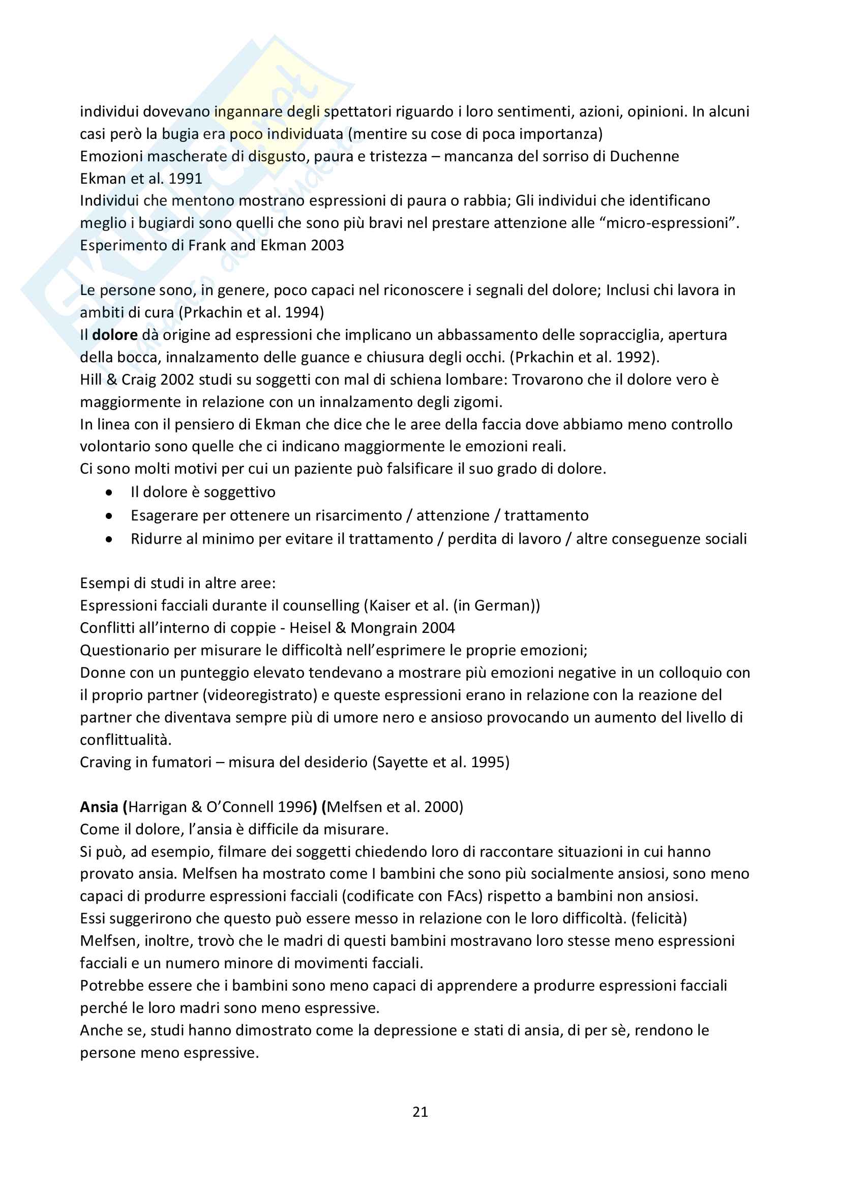Psicologia delle emozioni - Docente Frigerio Pag. 21