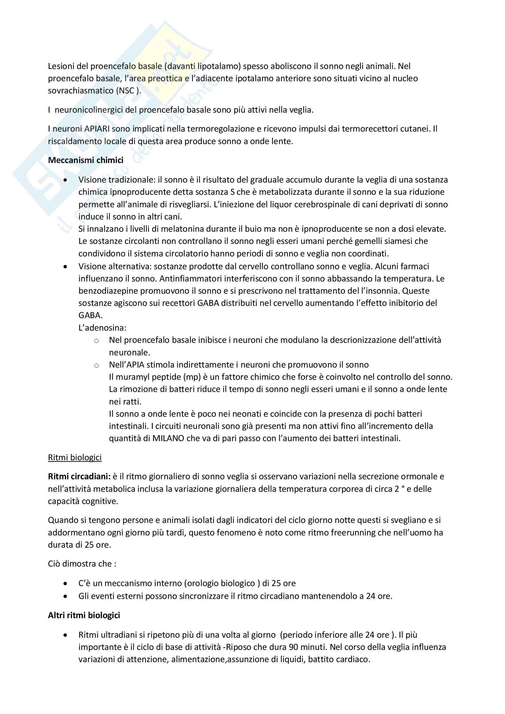 Riassunto esame Psicologia fisiologica, prof. Cauda, libro consigliato Psicologia fisiologica, Wagner Pag. 16
