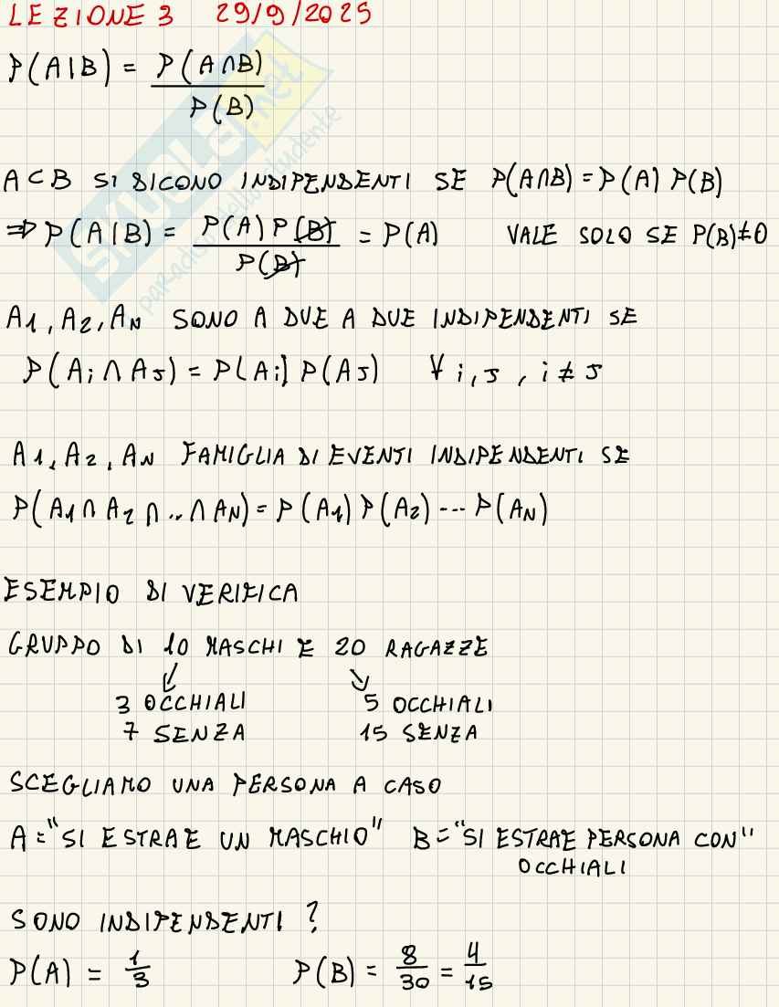 Lezione 3 Probabilità e statistica Pag. 2