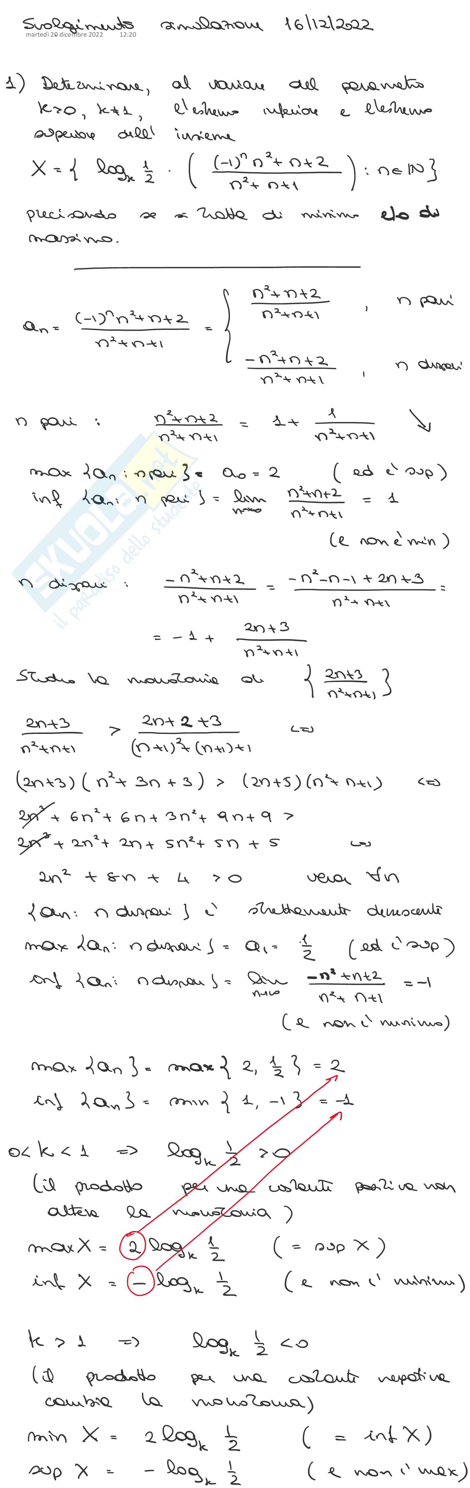 Prove d'esame svolte di Analisi matematica 1 - parte 1 Pag. 1