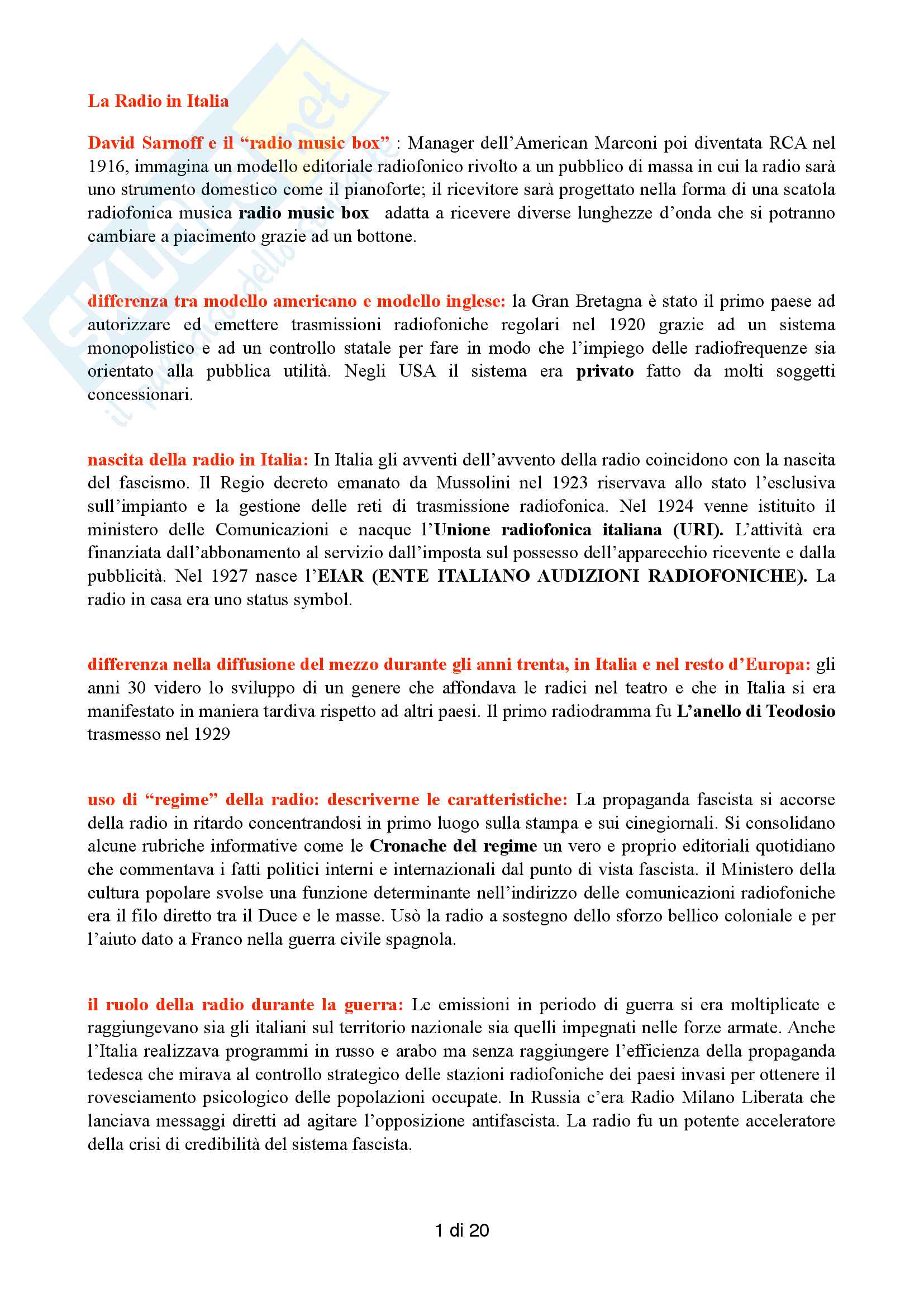 Domande e risposte d'esame Laboratorio di comunicazione radiofonica Pag. 1