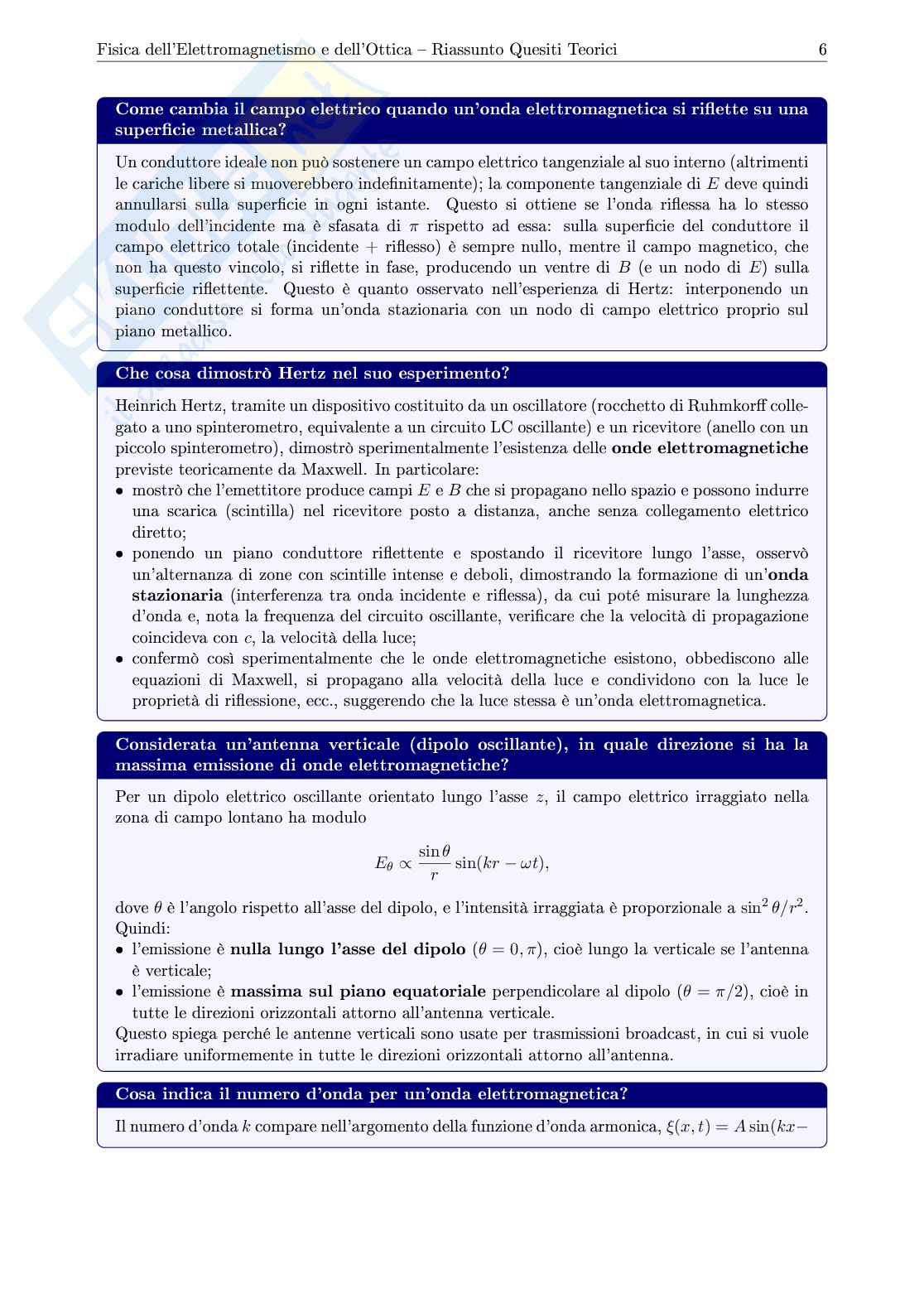 Domande teoria di Fisica dell'elettromagnetismo e dell'ottica dal 2023 Pag. 6