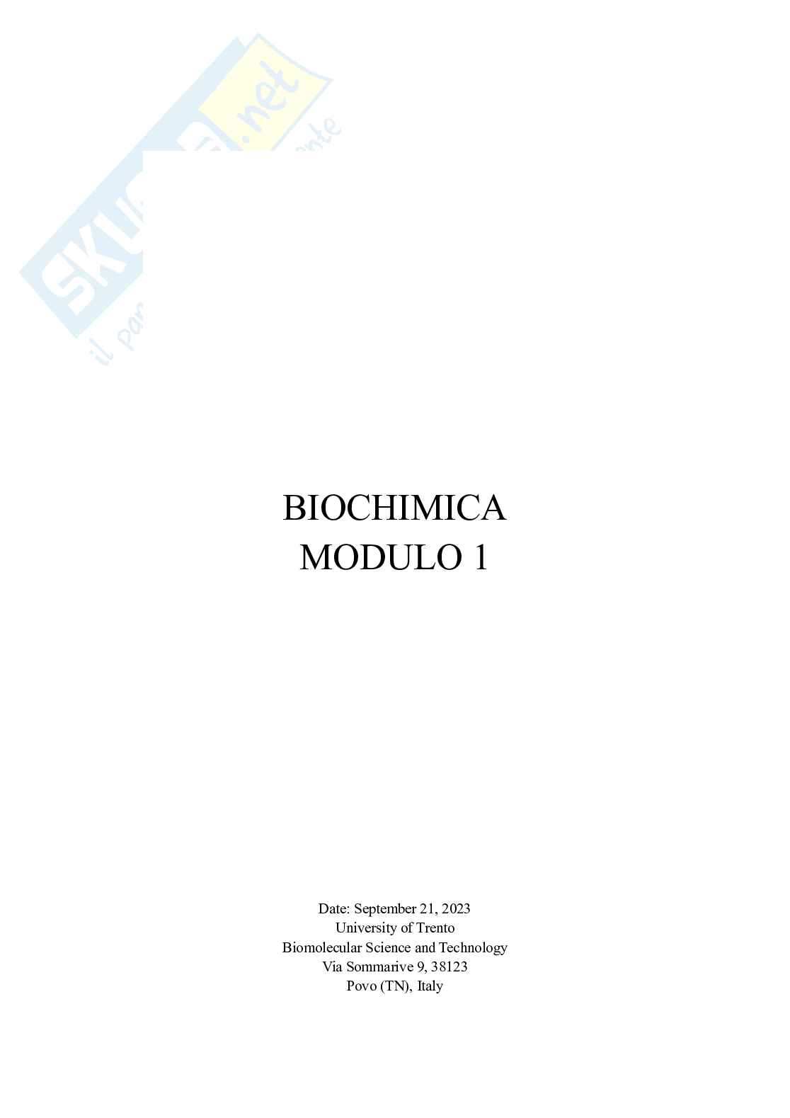 Biochimica 1 Pag. 1