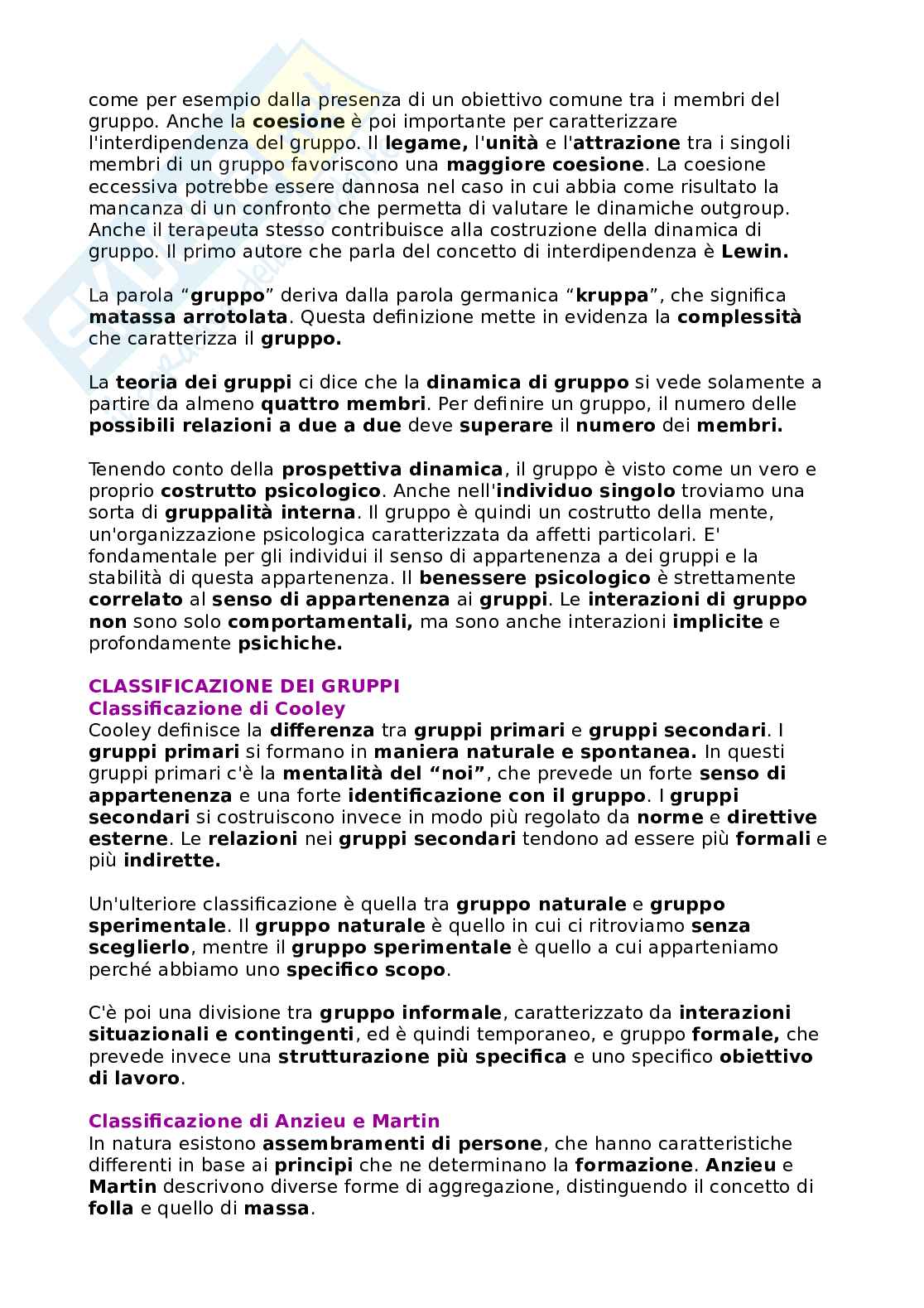 Appunti di Psicodinamica dei gruppi Pag. 2