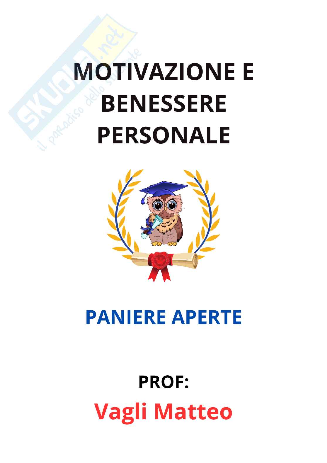 Paniere Motivazione e benessere personale (2026) - Risposte aperte corrette  Pag. 1