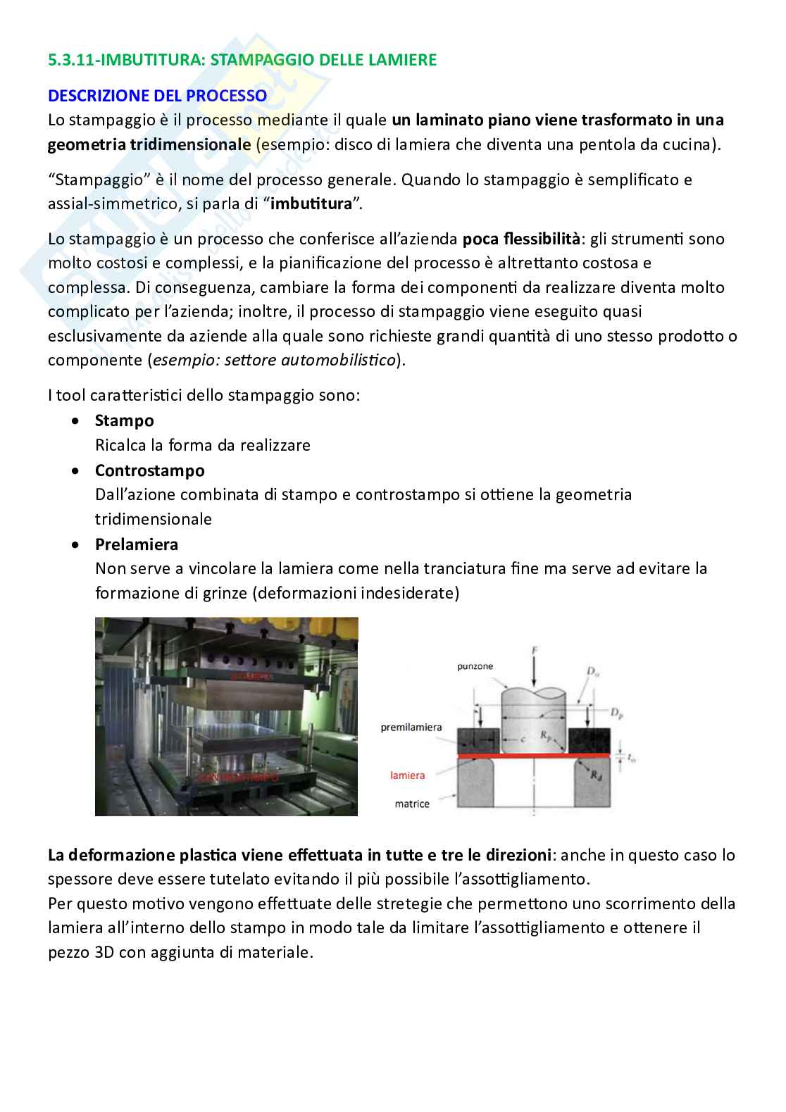Tecnologie industriali, parte 10 - Imbutitura Pag. 1