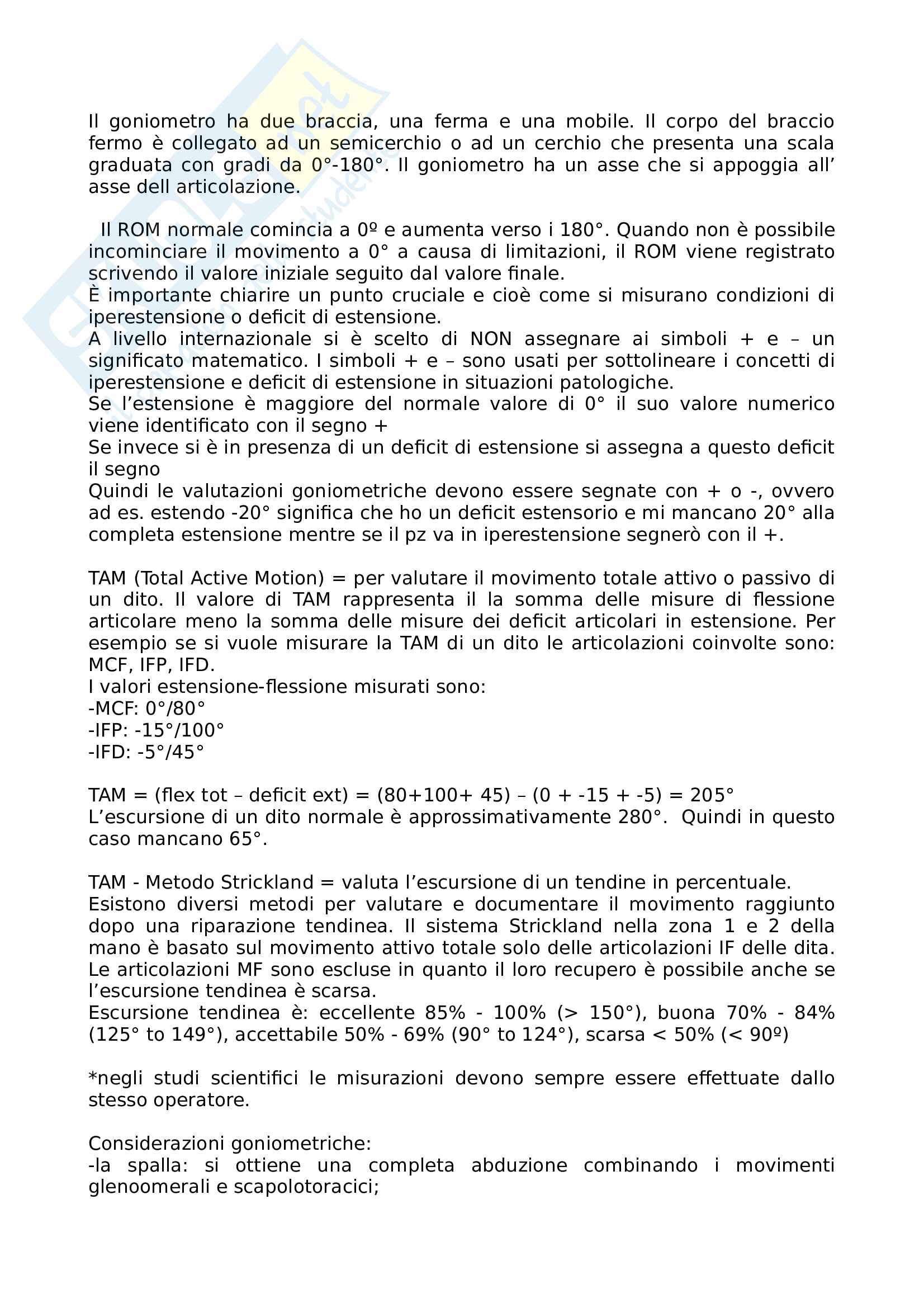 Valutazione funzionale dell arto superiore Pag. 6