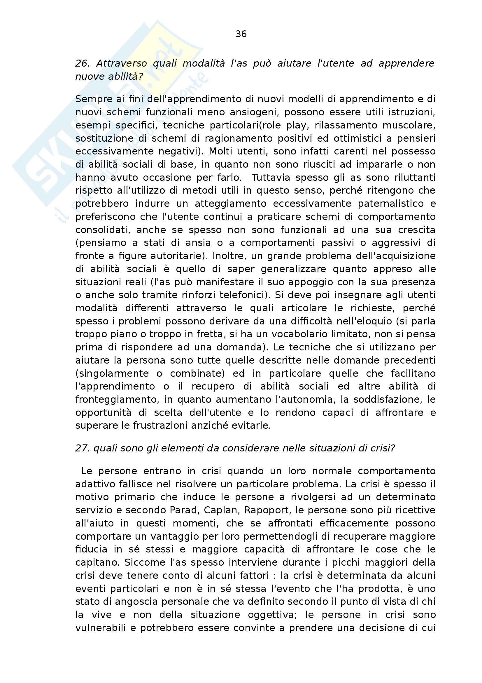 Riassunto esame per Esame di stato per assistente sociale, prof. Folgheraiter, libro consigliato Assistente sociale domanidi M. Luisa Raineri, Erikson Pag. 36