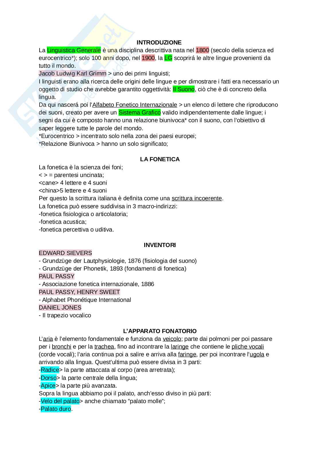 Linguistica generale Pag. 1