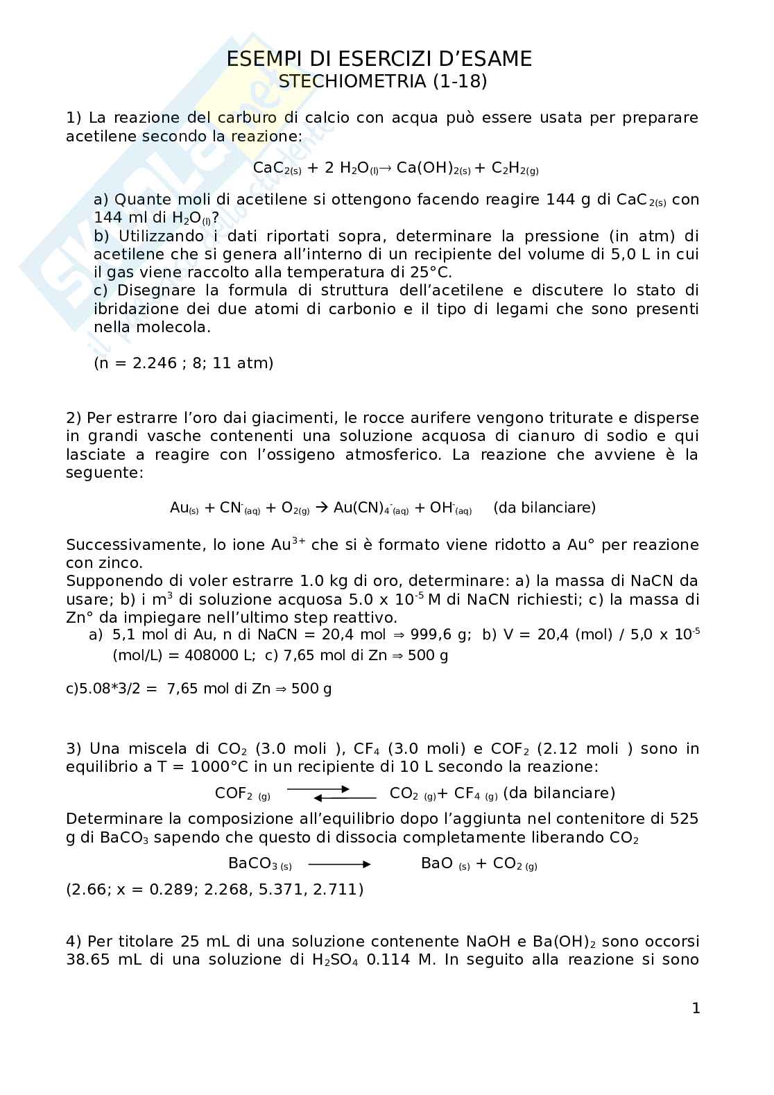 Esercitazioni Fondamenti di chimica Pag. 1