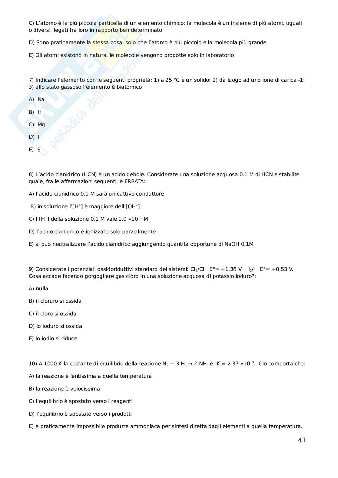 Esercitazioni Fondamenti di chimica Pag. 41