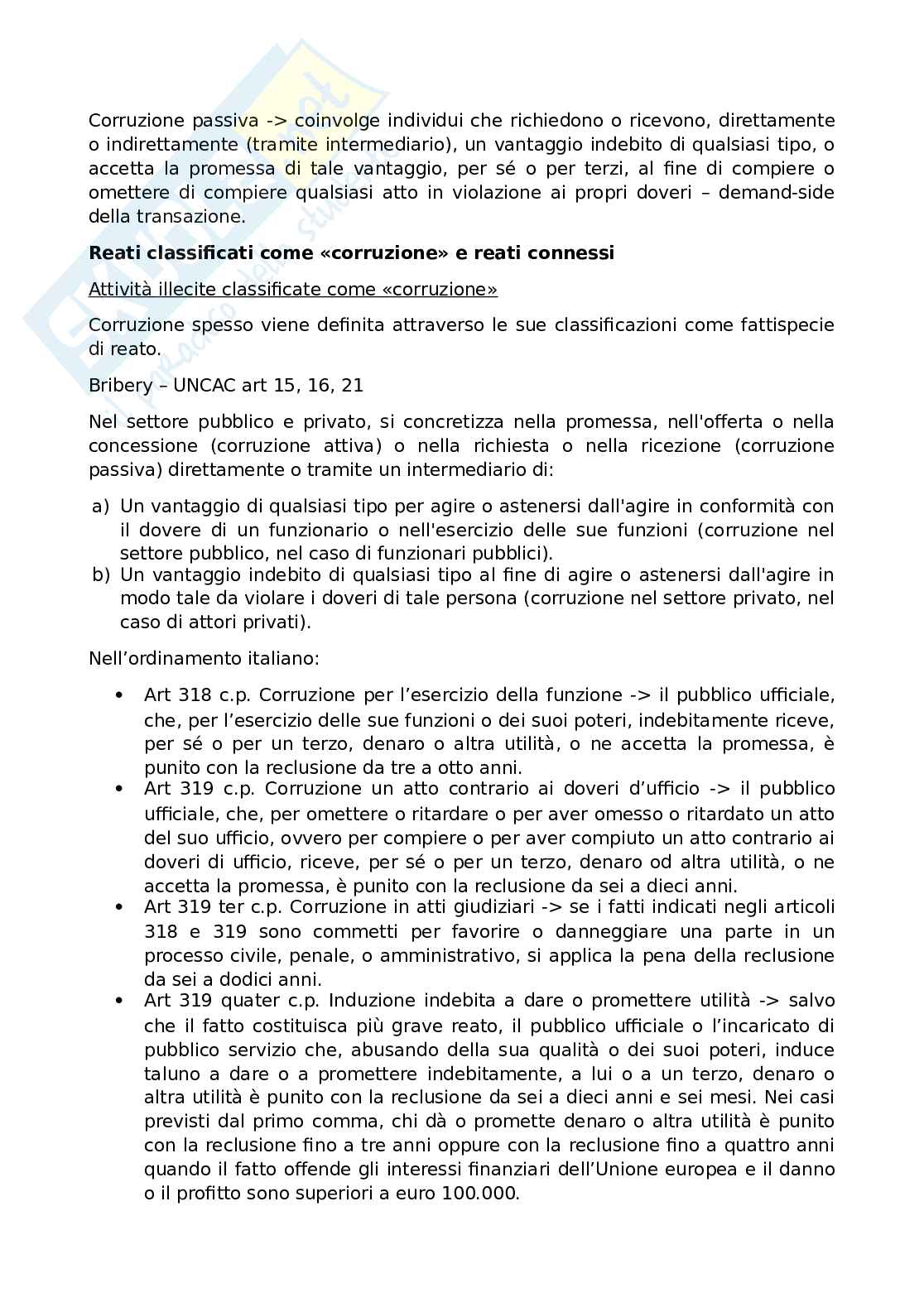Appunti Corruzione, gestione della compliance e controllo dei rischi Pag. 11