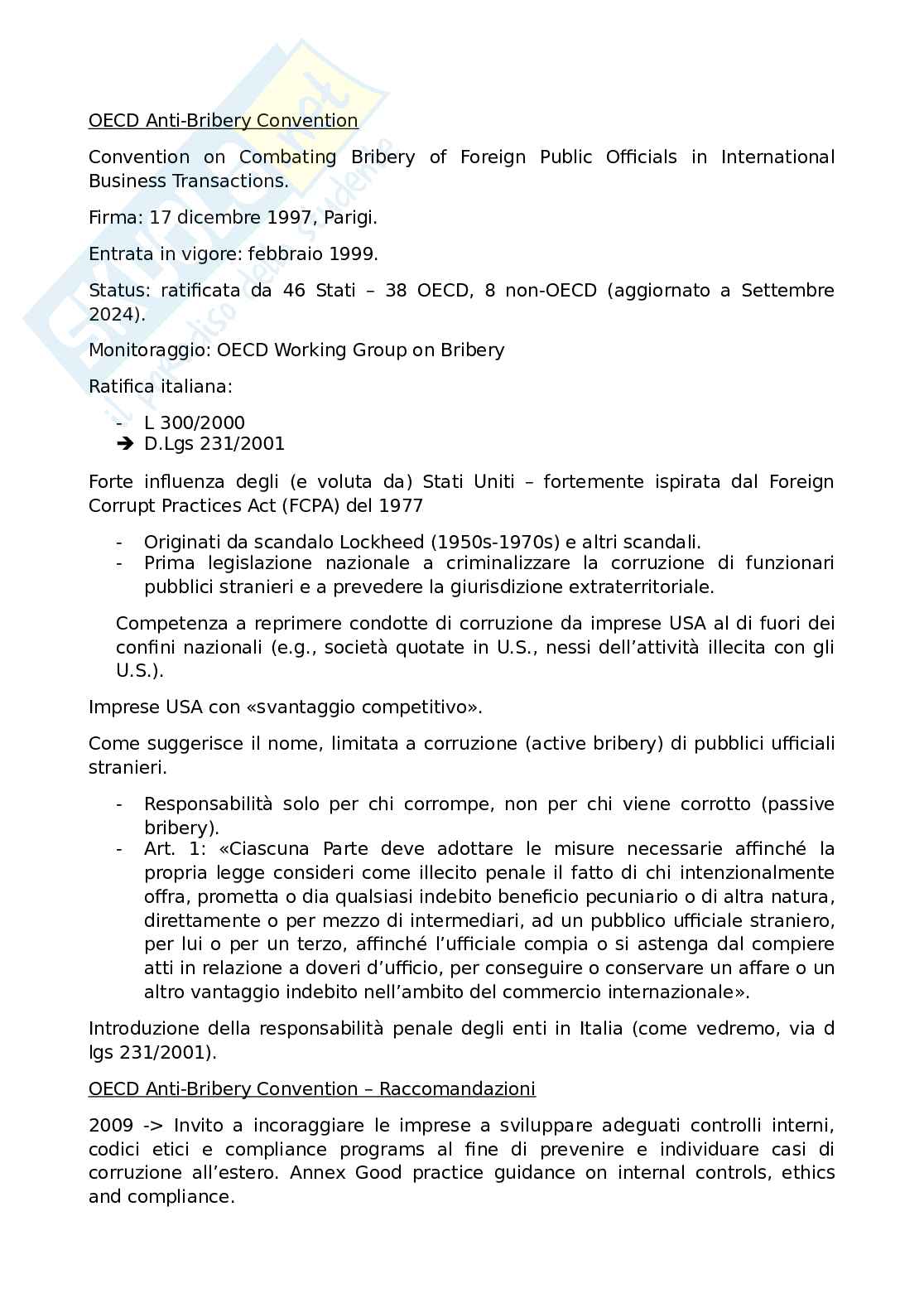 Appunti Corruzione, gestione della compliance e controllo dei rischi Pag. 61