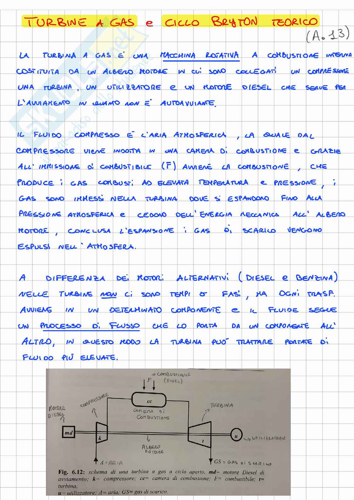 Appunti di Fisica tecnica su turbine a gas e altri argomenti Pag. 1