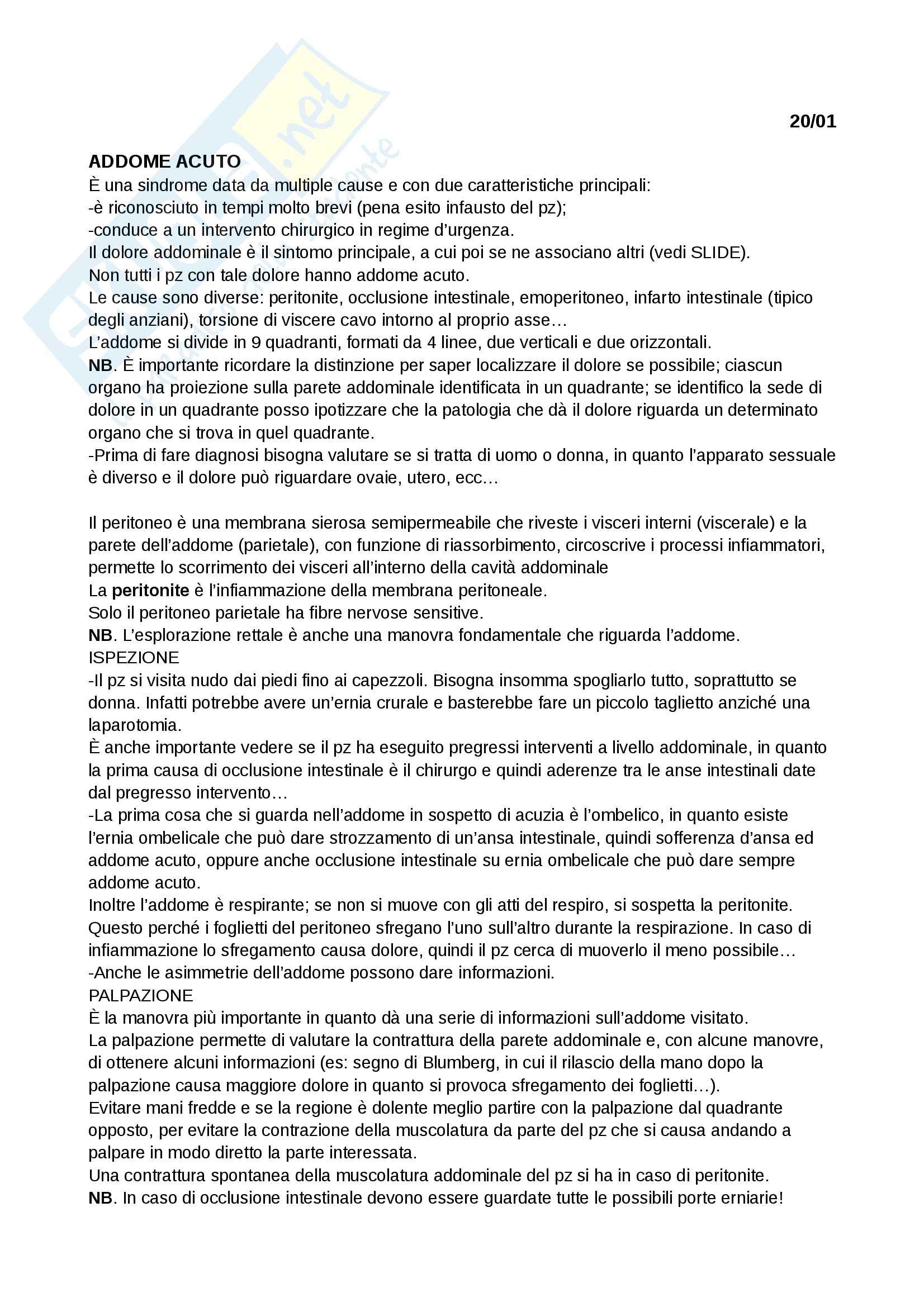 Addome acuto: Appunti di Infermieristica clinica Pag. 1