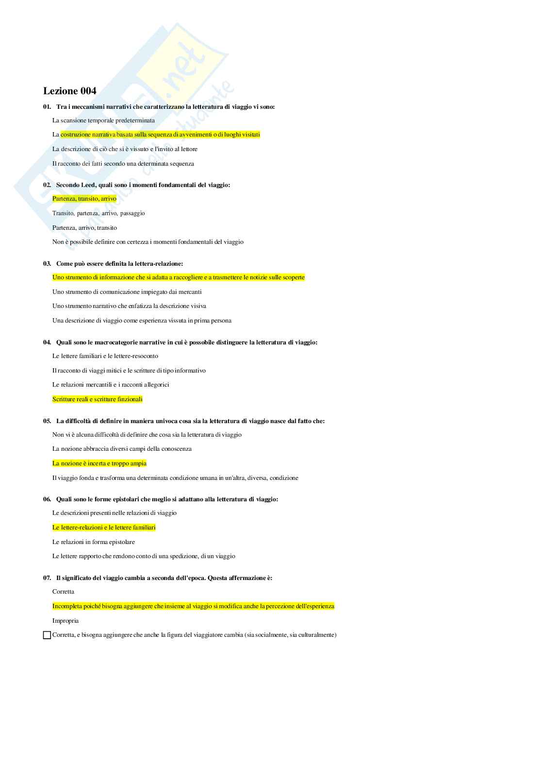 Letteratura Italiana – Preparazione esame – Paniere completo risposte chiuse (281)  Pag. 6