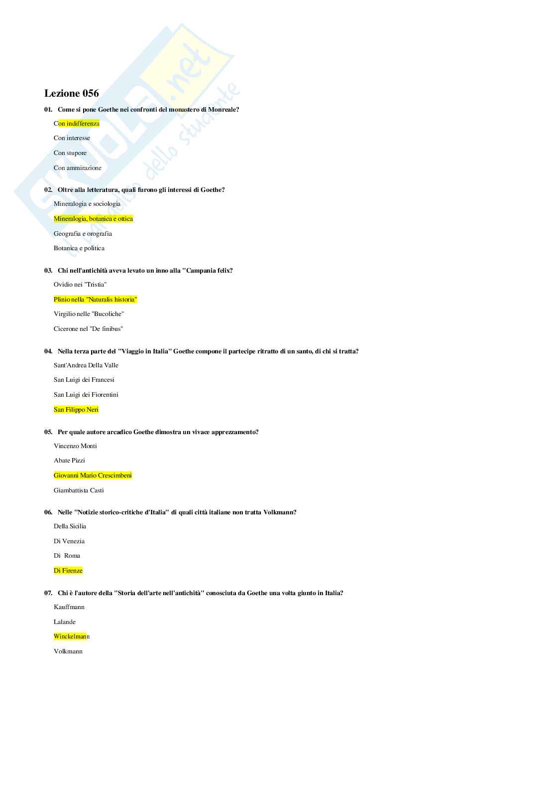 Letteratura Italiana – Preparazione esame – Paniere completo risposte chiuse (281)  Pag. 71