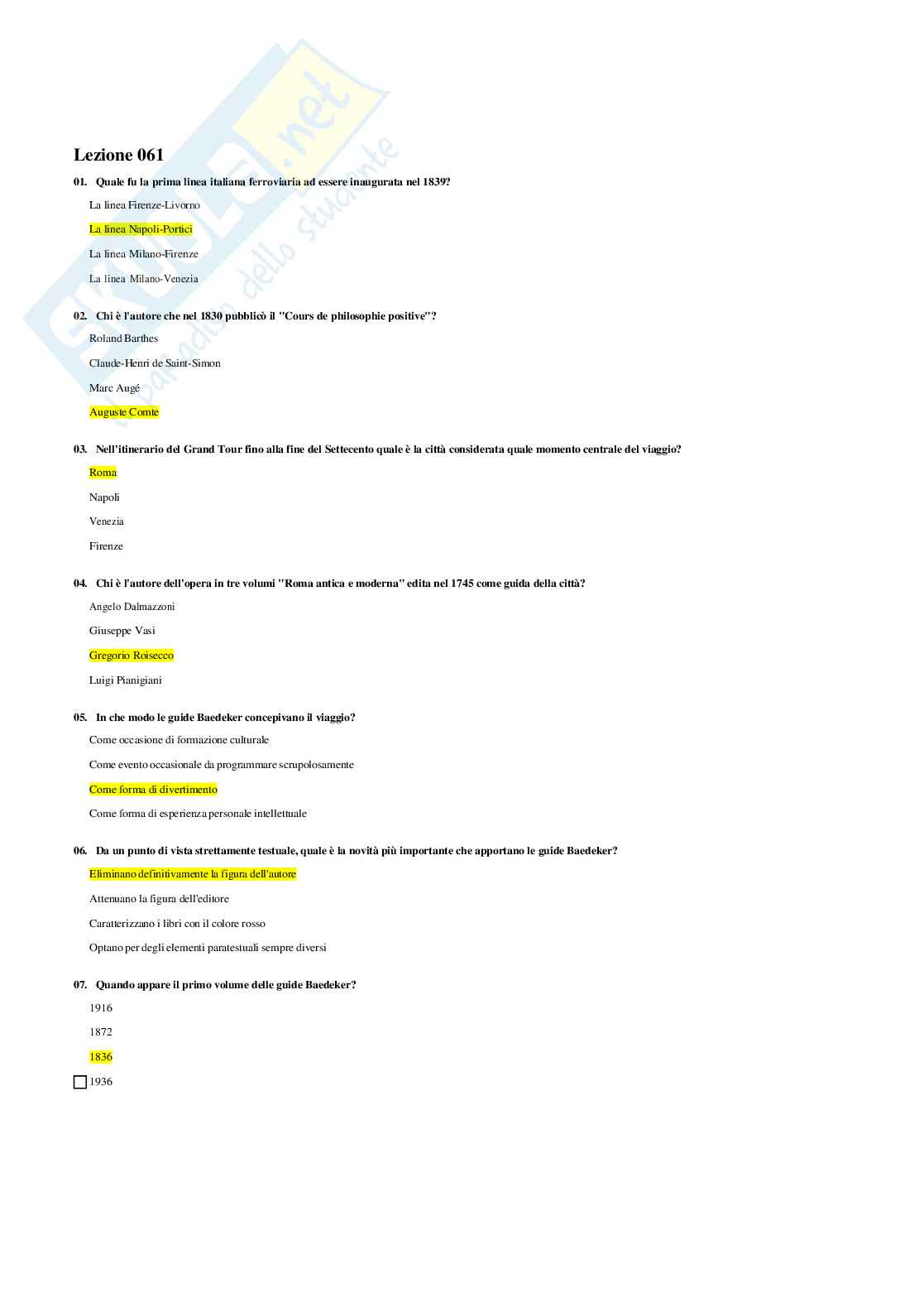 Letteratura Italiana – Preparazione esame – Paniere completo risposte chiuse (281)  Pag. 76
