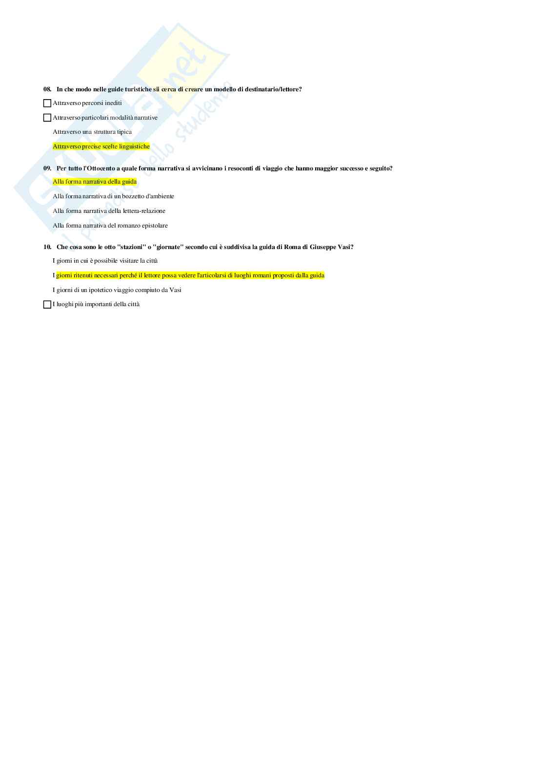 Letteratura Italiana – Preparazione esame – Paniere completo risposte chiuse (281)  Pag. 81