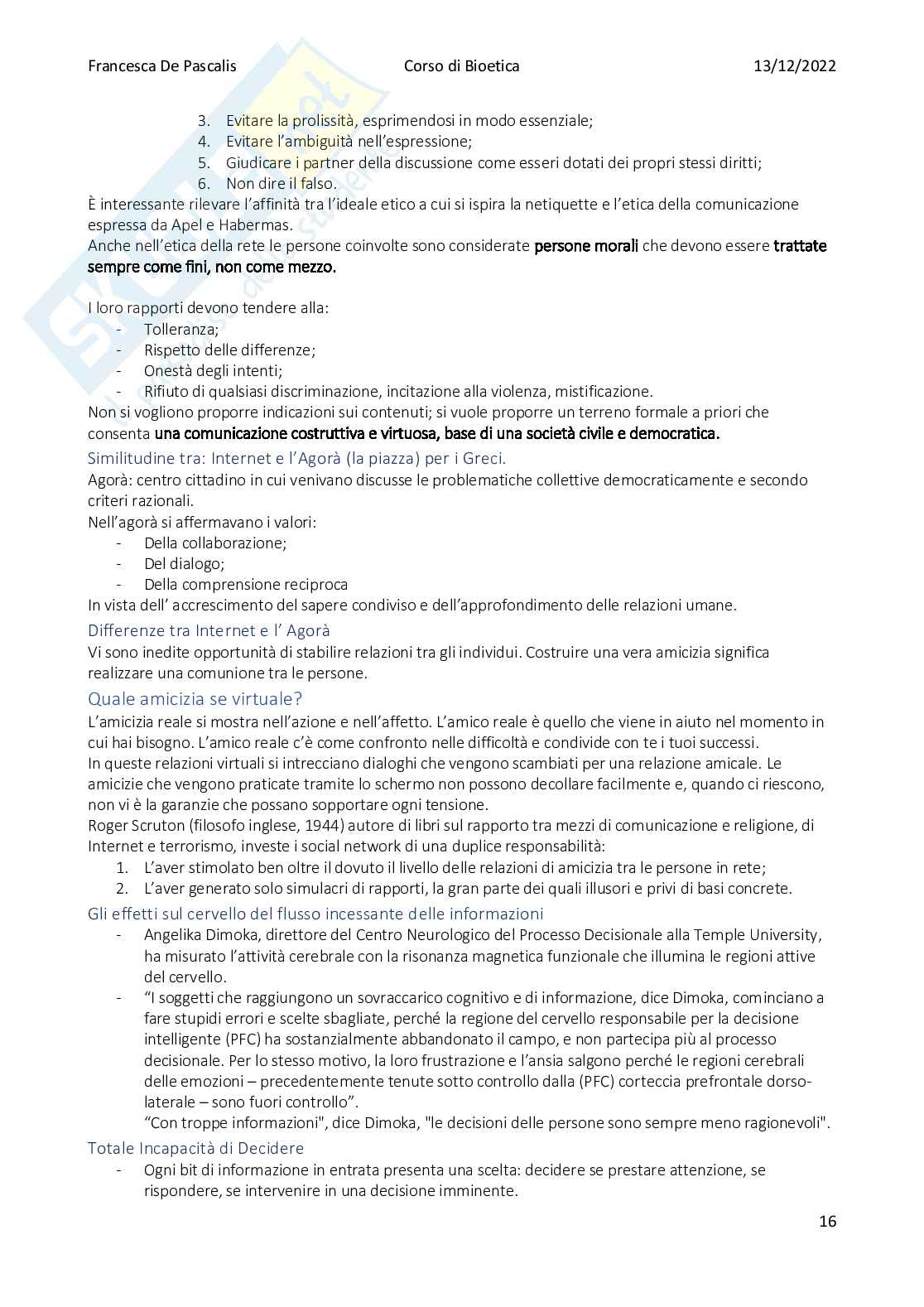 Corso di Bioetica Pag. 66