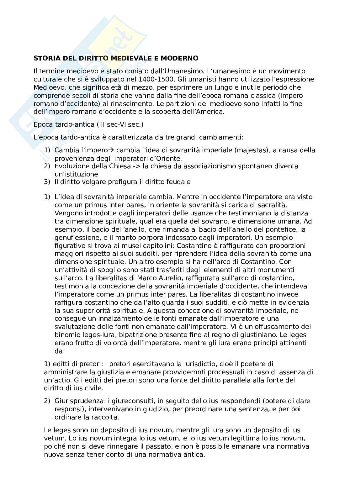 Riassunto esame Storia del Diritto Medievale e Moderno, Prof. Menzinger Sara, libro consigliato Le grandi linee della storia giuridica medievale, Enio cortese Pag. 1