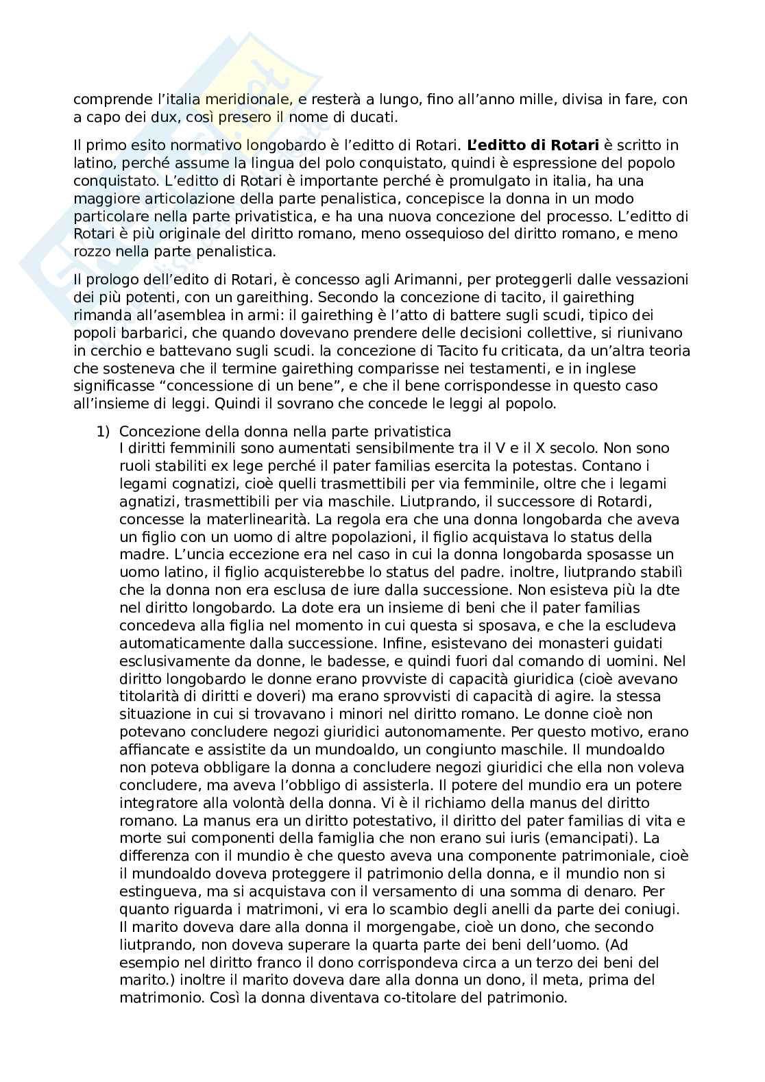 Riassunto esame Storia del Diritto Medievale e Moderno, Prof. Menzinger Sara, libro consigliato Le grandi linee della storia giuridica medievale, Enio cortese Pag. 6