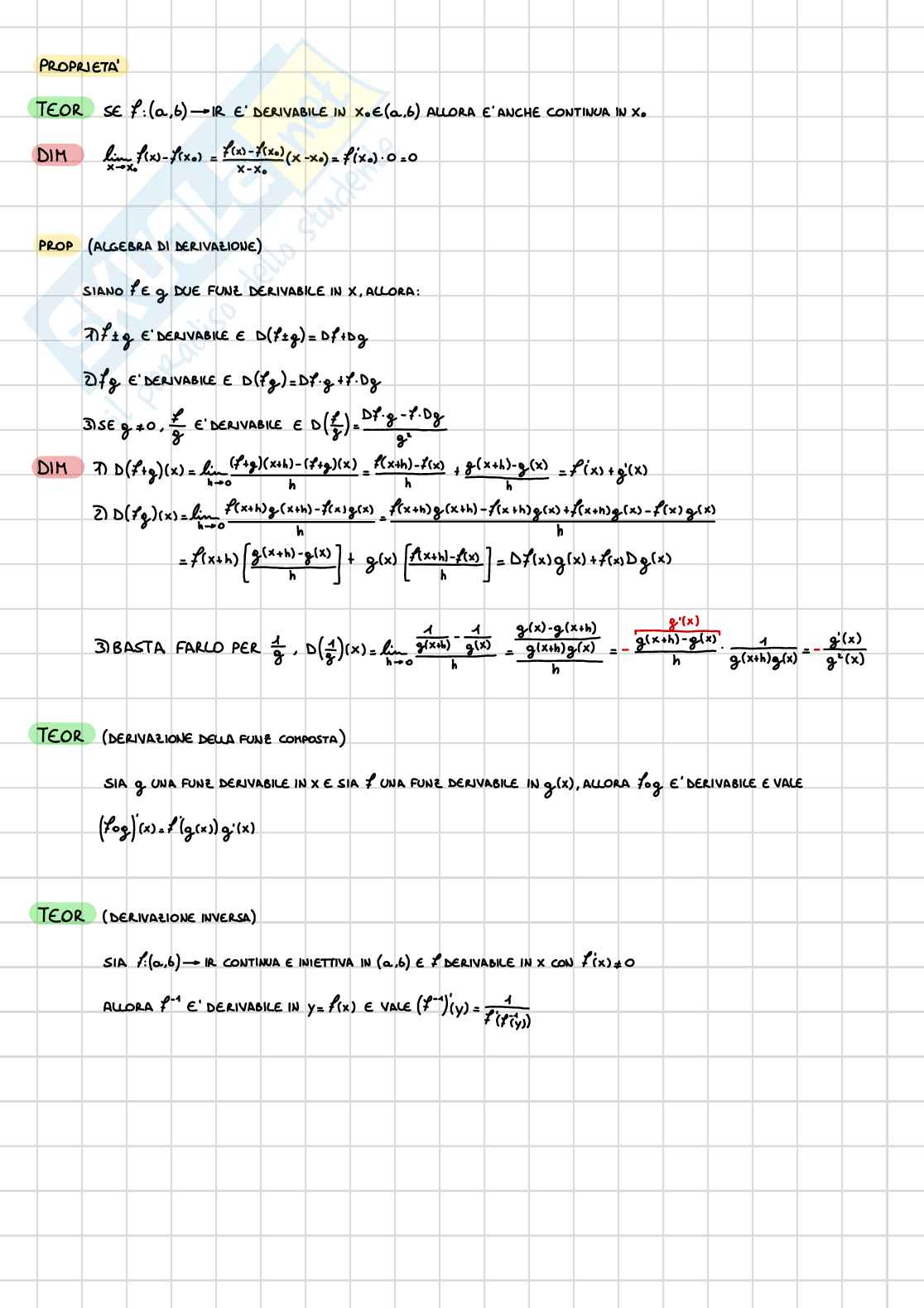 Appunti di Analisi e geometria I - Calcolo differenziale Pag. 2