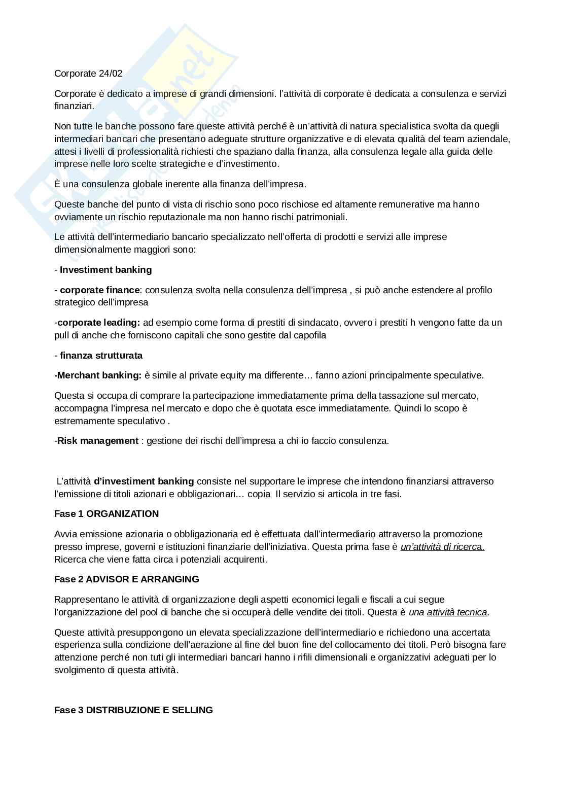 Appunti di corporate e investment banking Pag. 1