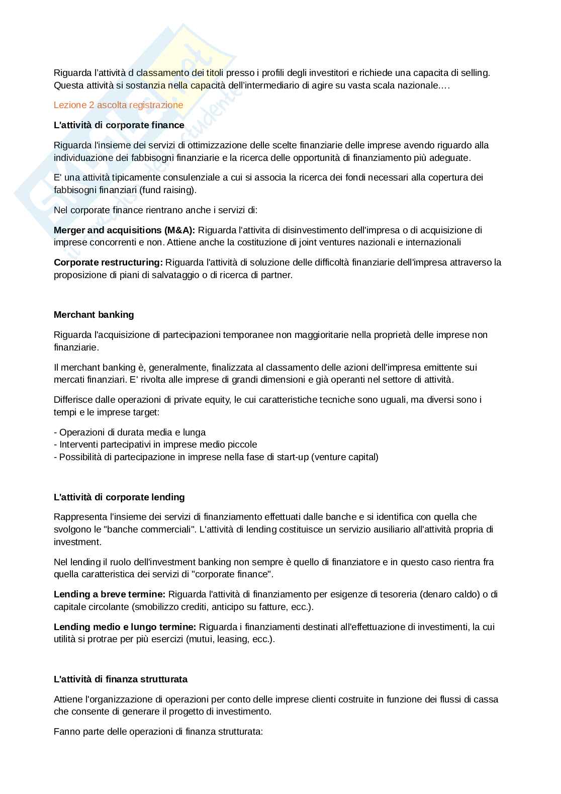 Appunti di corporate e investment banking Pag. 2