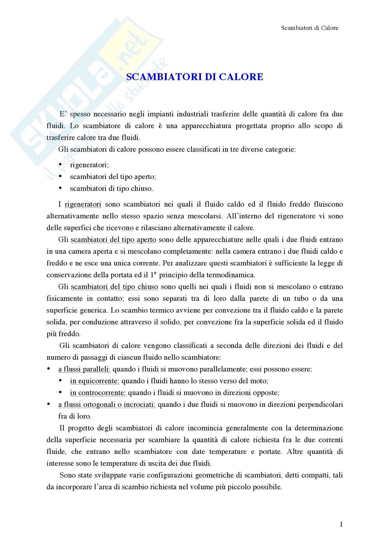 Scambiatori di Calore, Fisica tecnica Pag. 1