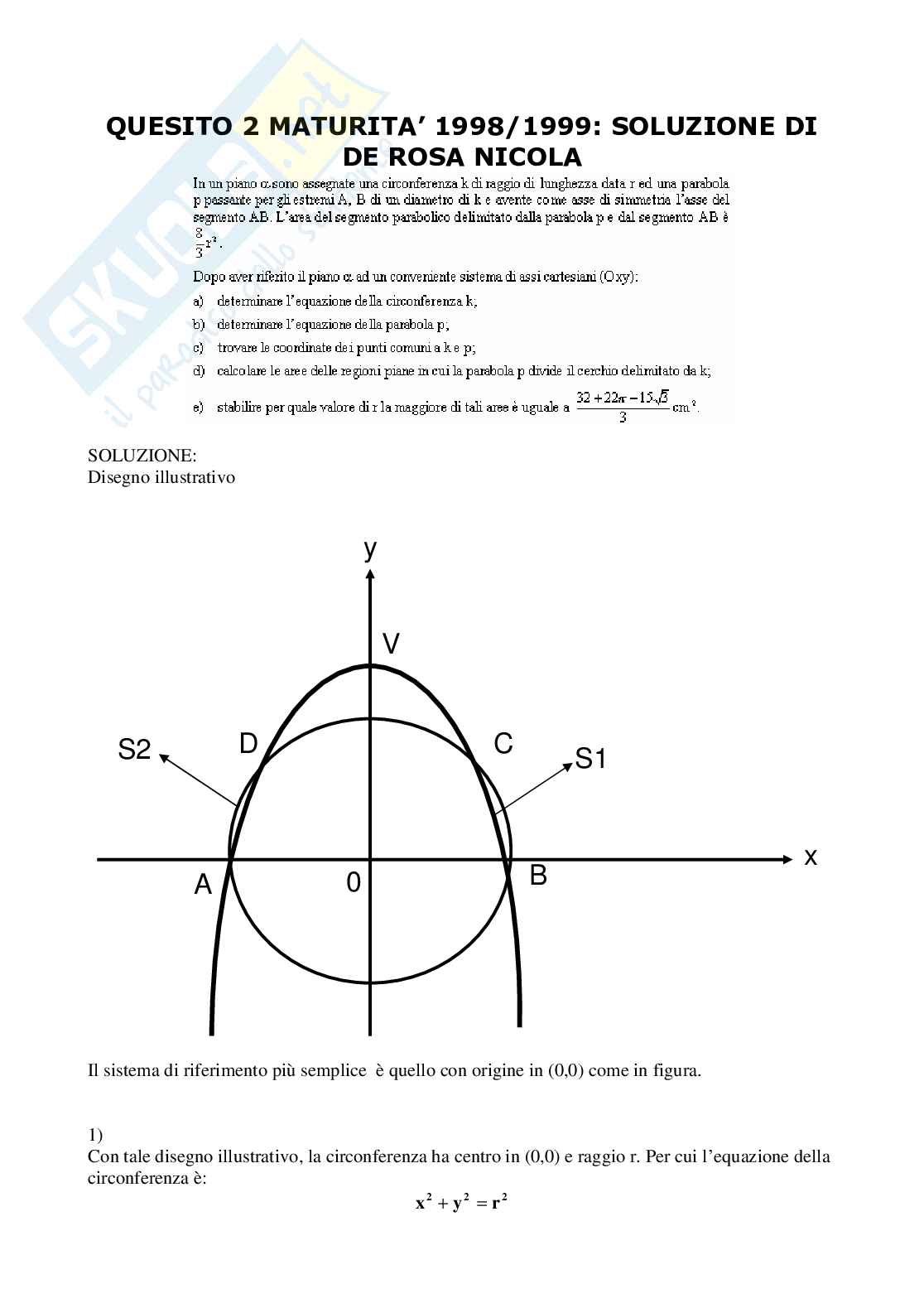 1999 - Liceo scientifico di ordinamento - problema 2 Pag. 1