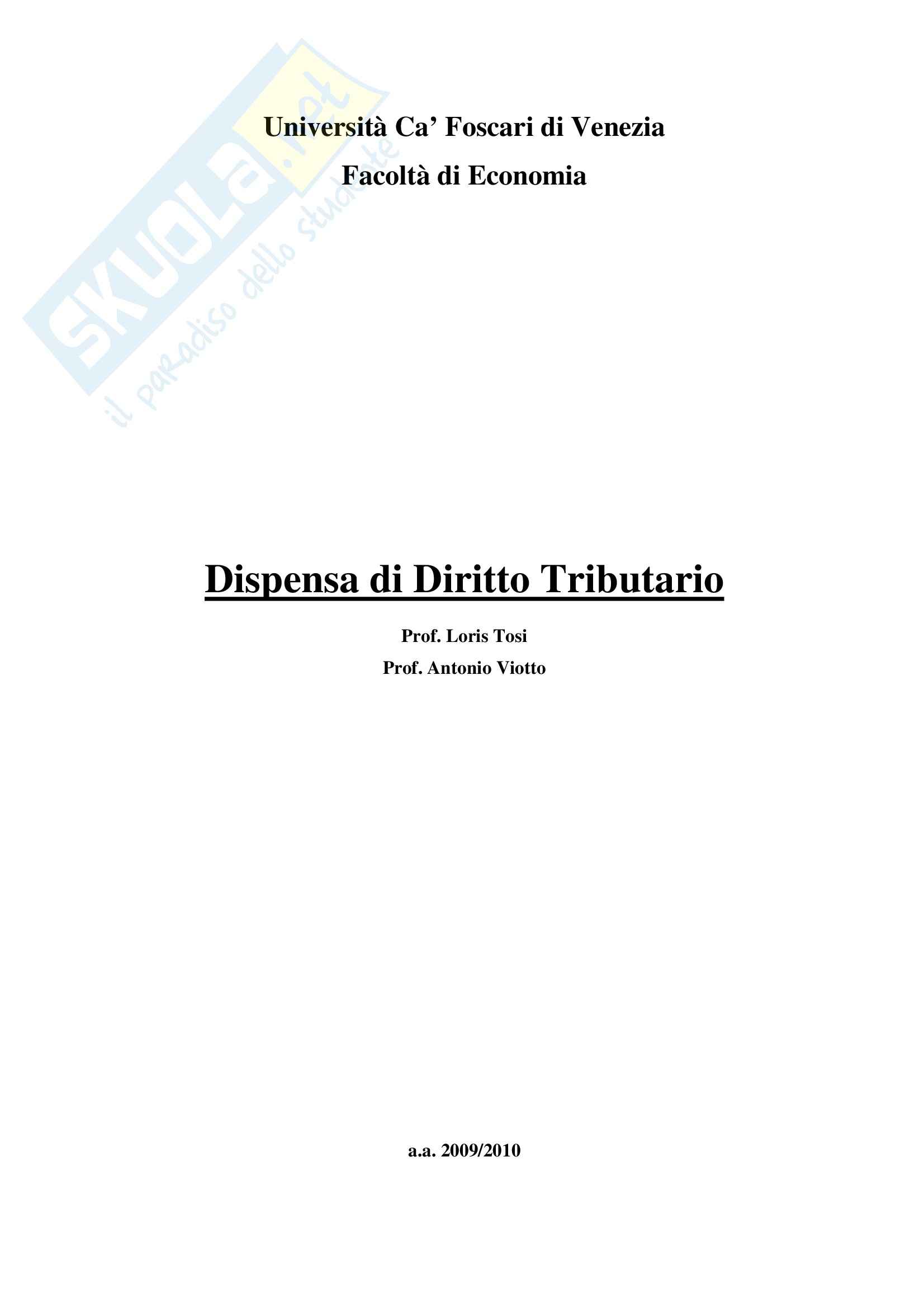 Diritto tributario - la dichiarazione tributaria Pag. 1