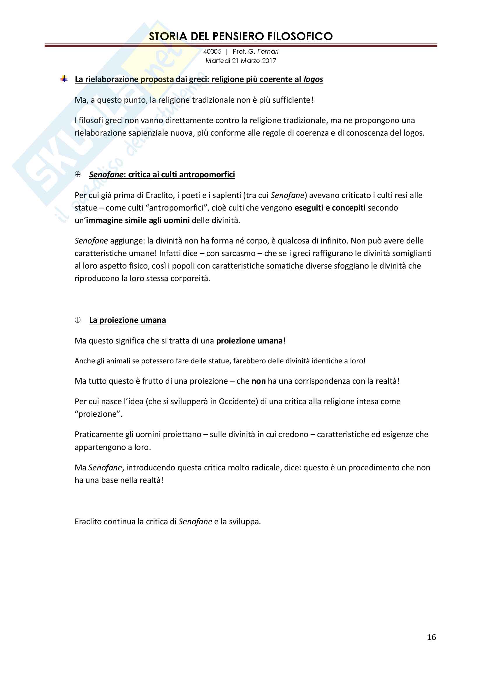 Storia del pensiero filosofico: il pensiero di Eraclito e i suoi frammenti, pt. 2 Pag. 16
