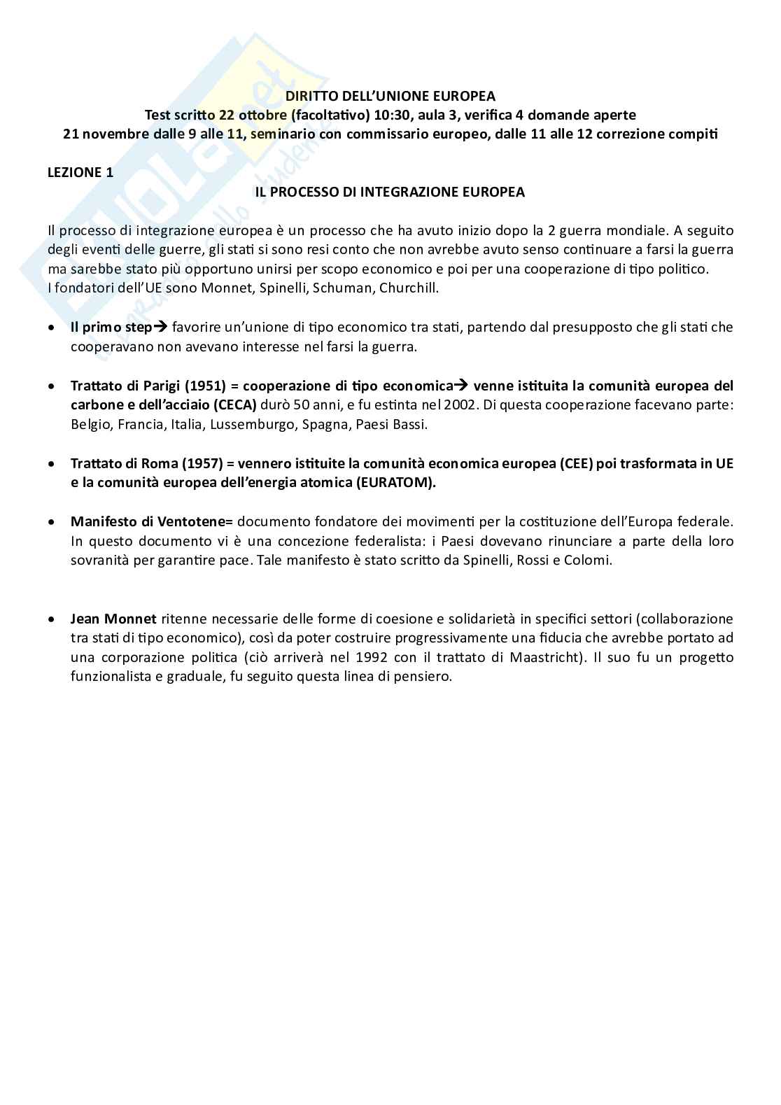 Diritto dell'Unione Europea Pag. 1