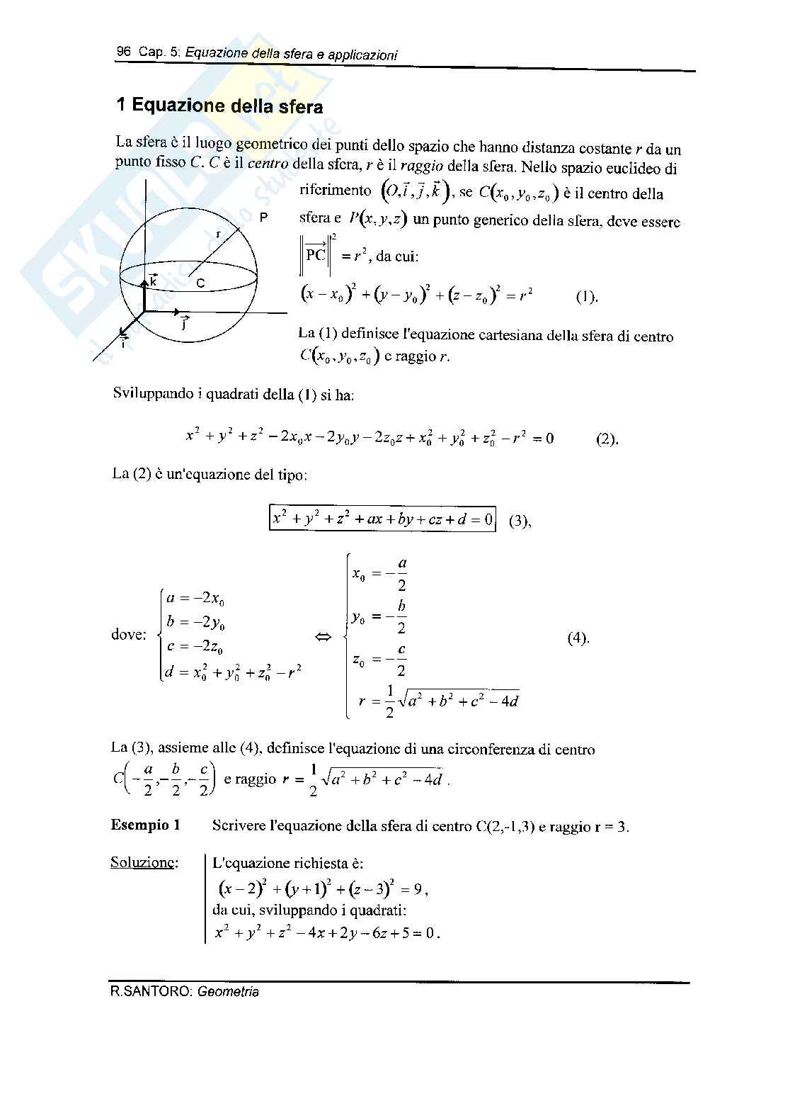Equazioni della sfera e applicazioni Pag. 2