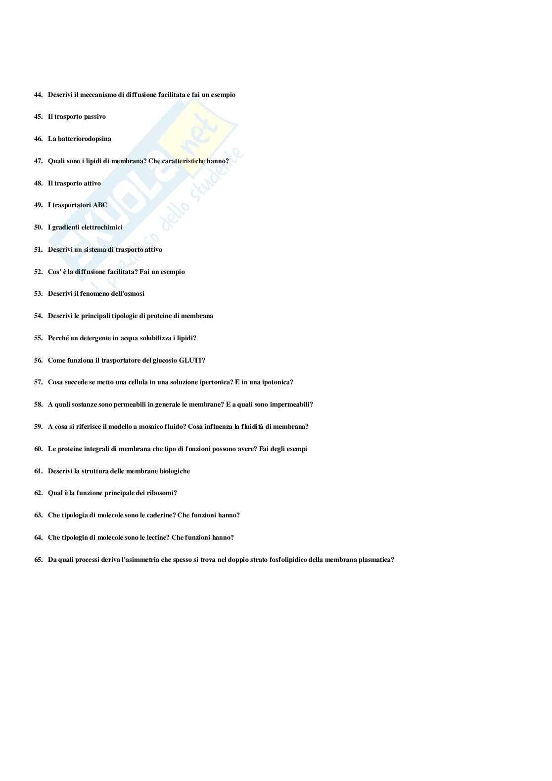 Paniere Biologia generale - Risposte multiple (2026) Pag. 21