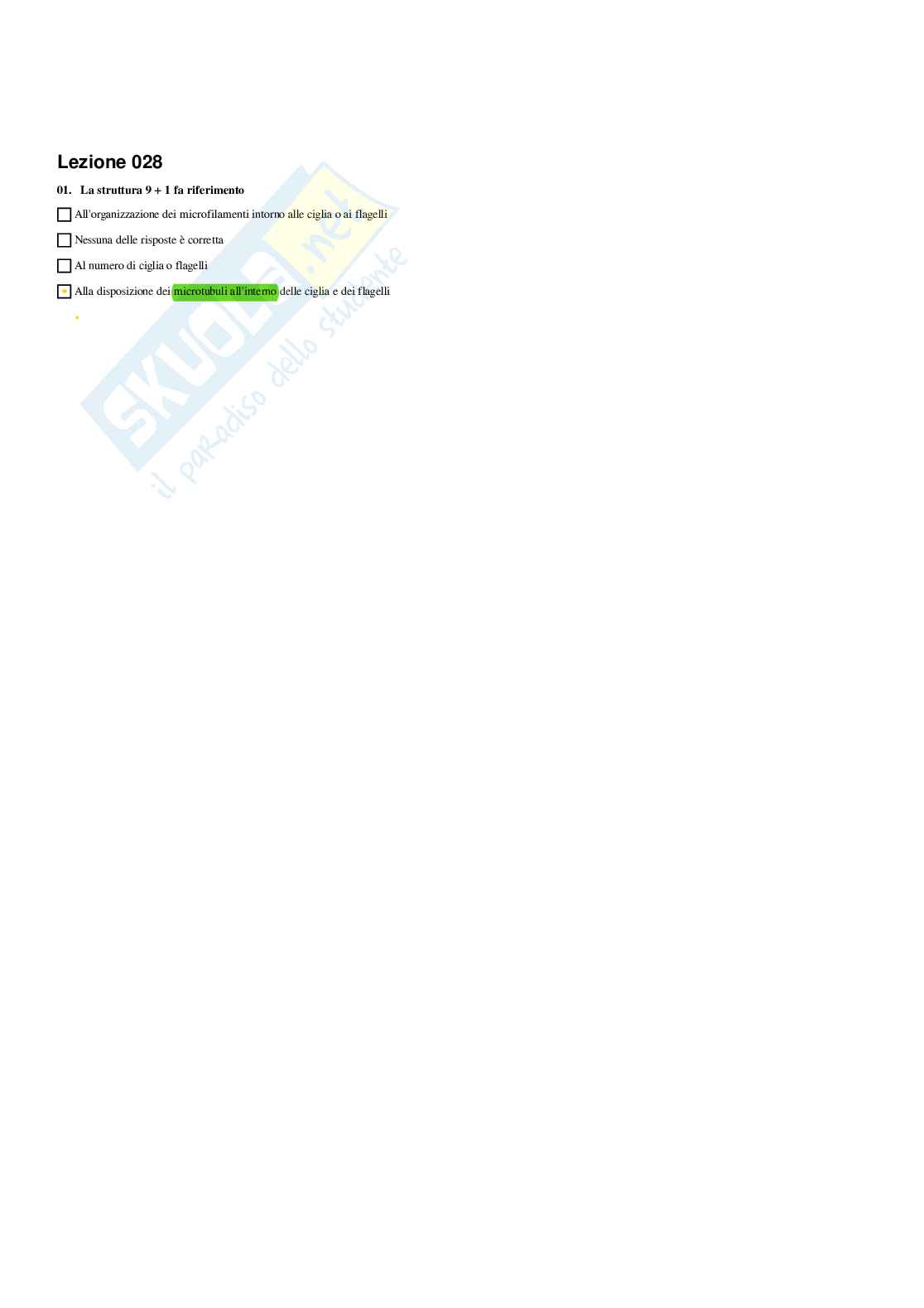 Paniere Biologia generale - Risposte multiple (2026) Pag. 36