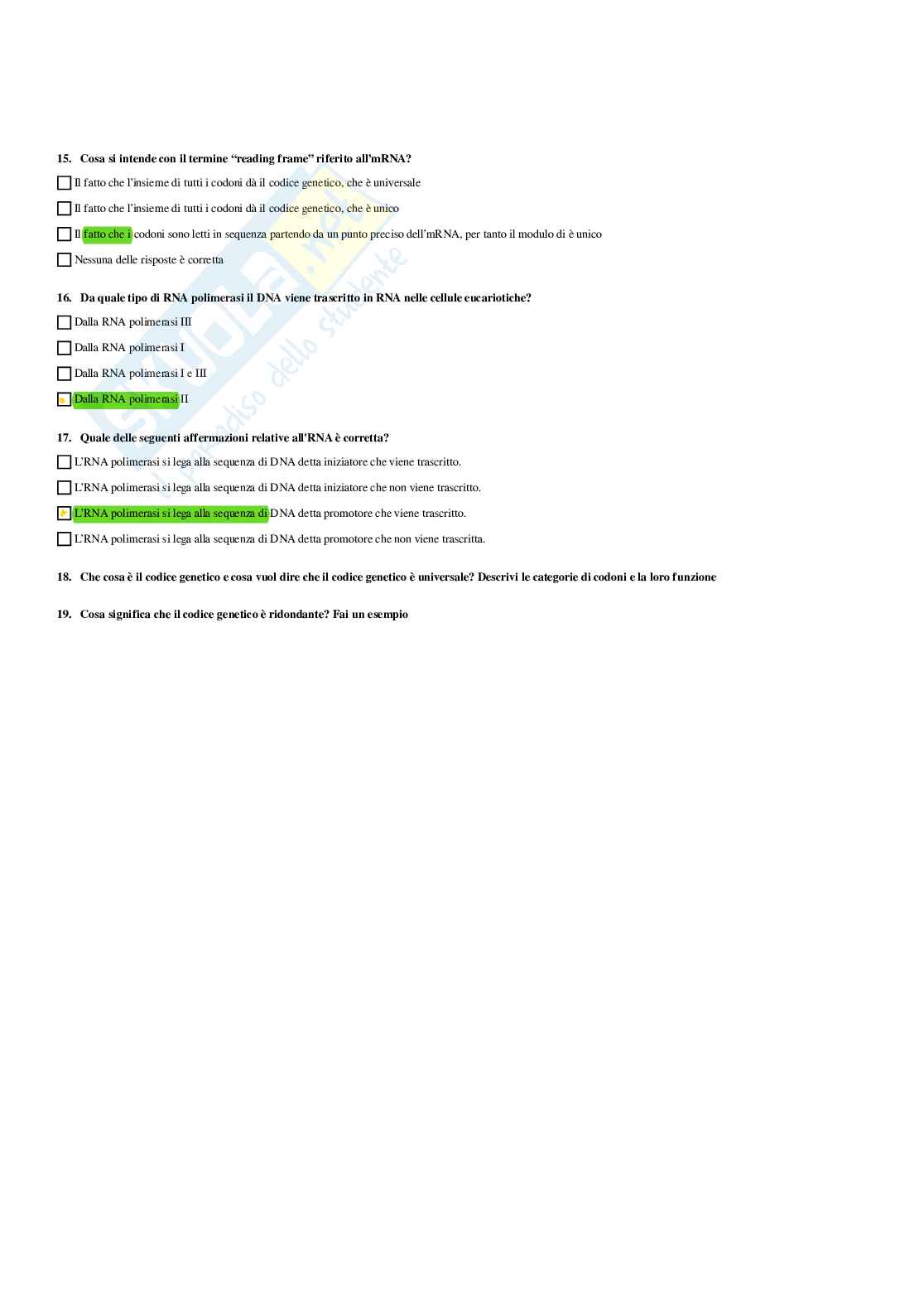 Paniere Biologia generale - Risposte multiple (2026) Pag. 46