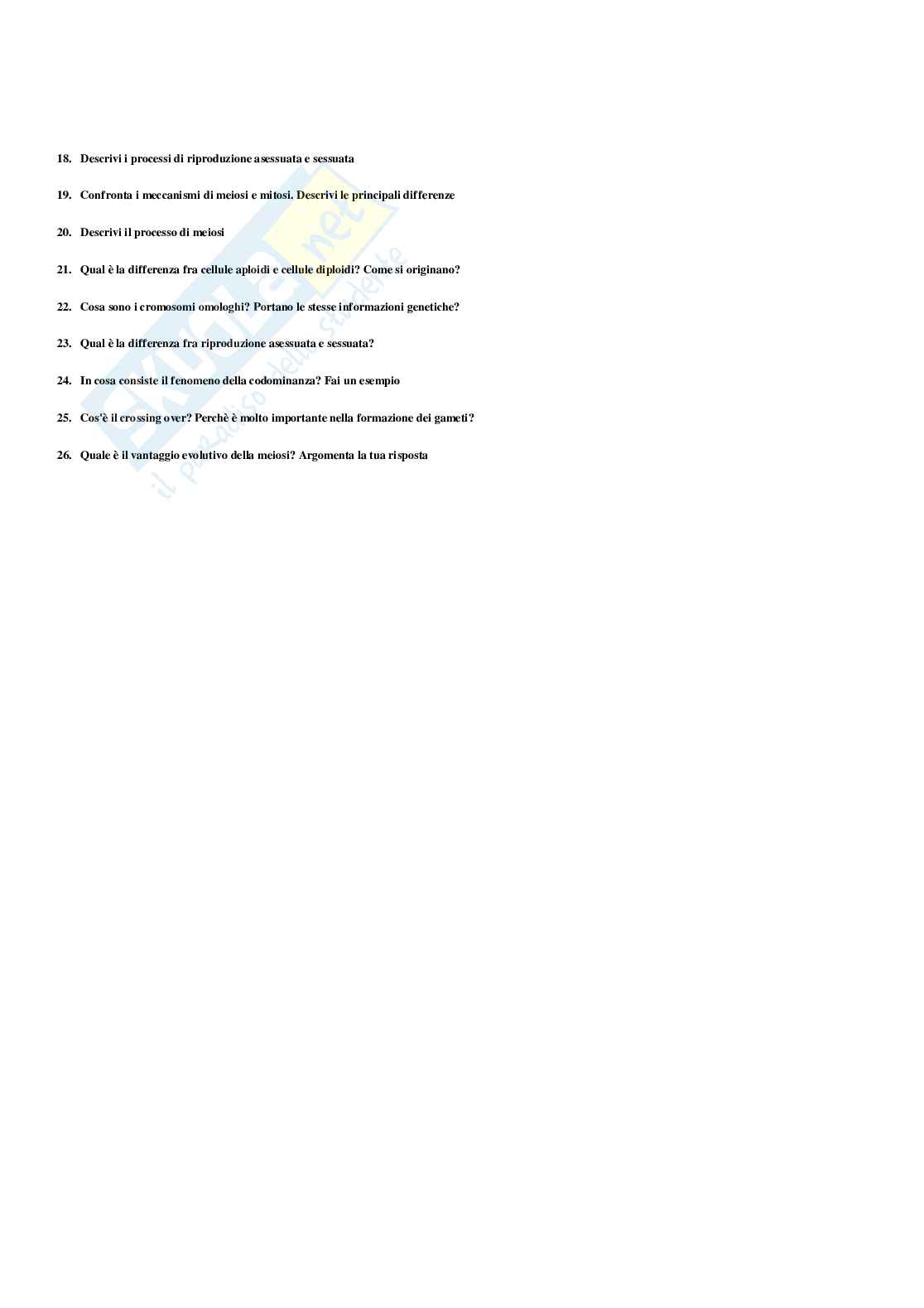 Paniere Biologia generale - Risposte multiple (2026) Pag. 66