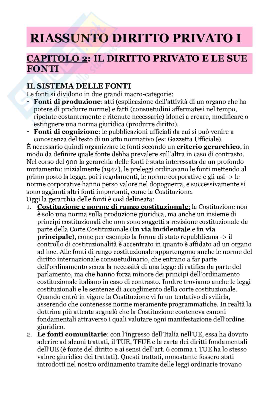 Riassunto esame diritto privato, Prof. Del Prato Enrico Elio, libro consigliato Le basi del diritto civile , Del prato  Pag. 1