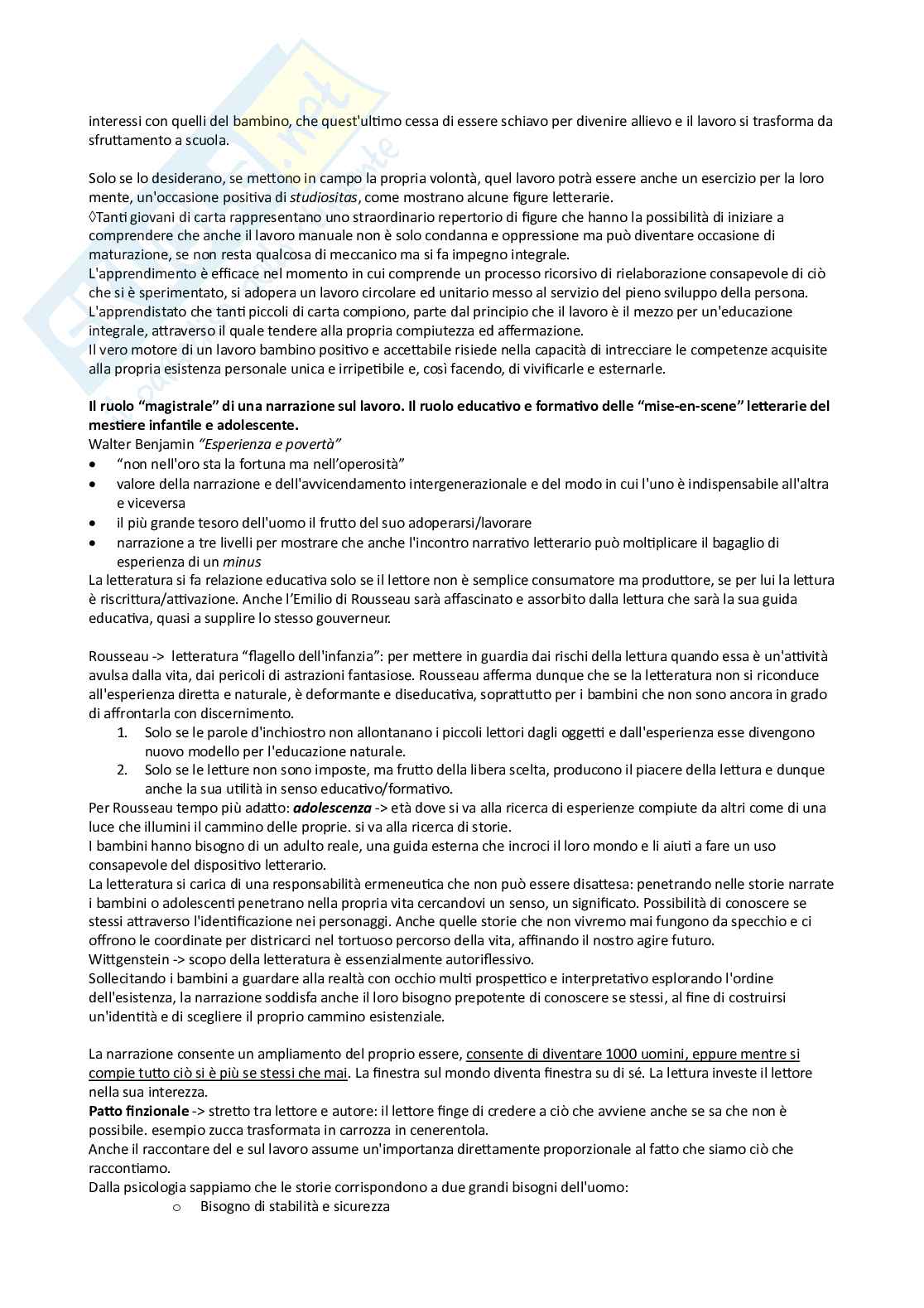 Riassunto esame Istituzioni di letteratura I, Prof. Mazzinu Alessandra, libro consigliato Da un lavoro al proprio lavoro: una teoria dell'educazione e formazione nella letteratura per l'infanzia e l'adolescenza, Mazzini   Pag. 6