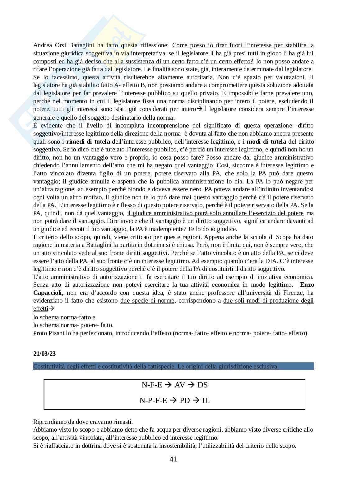 Appunti delle lezioni di Diritto amministrativo  Pag. 41
