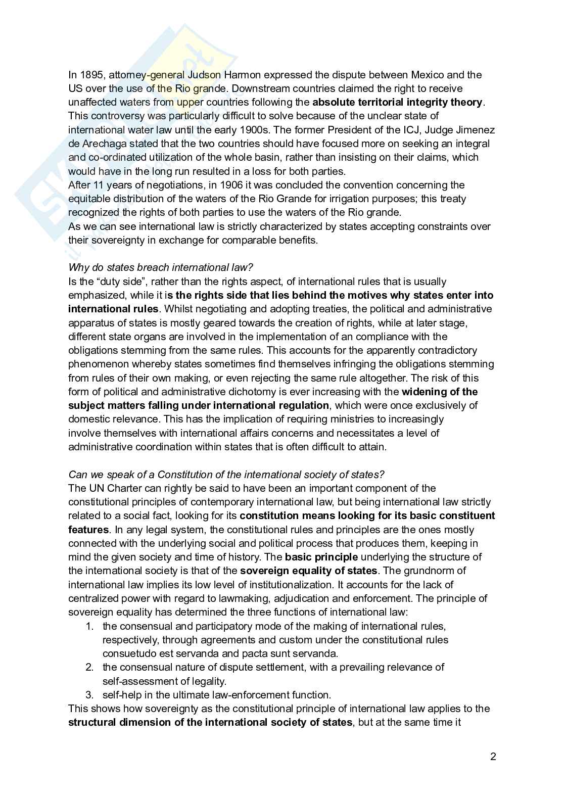 Riassunto esame International law, Prof. Tanzi Attila, libro consigliato A concise introduction of international law, Attila Tanzi Pag. 2