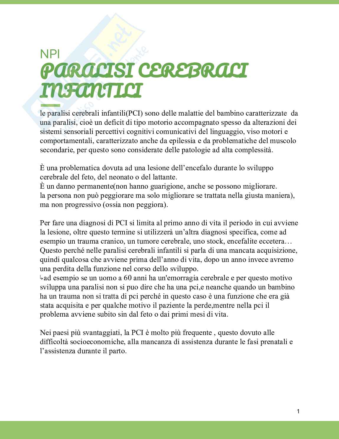 Paralisi cerebrali infantili Pag. 1